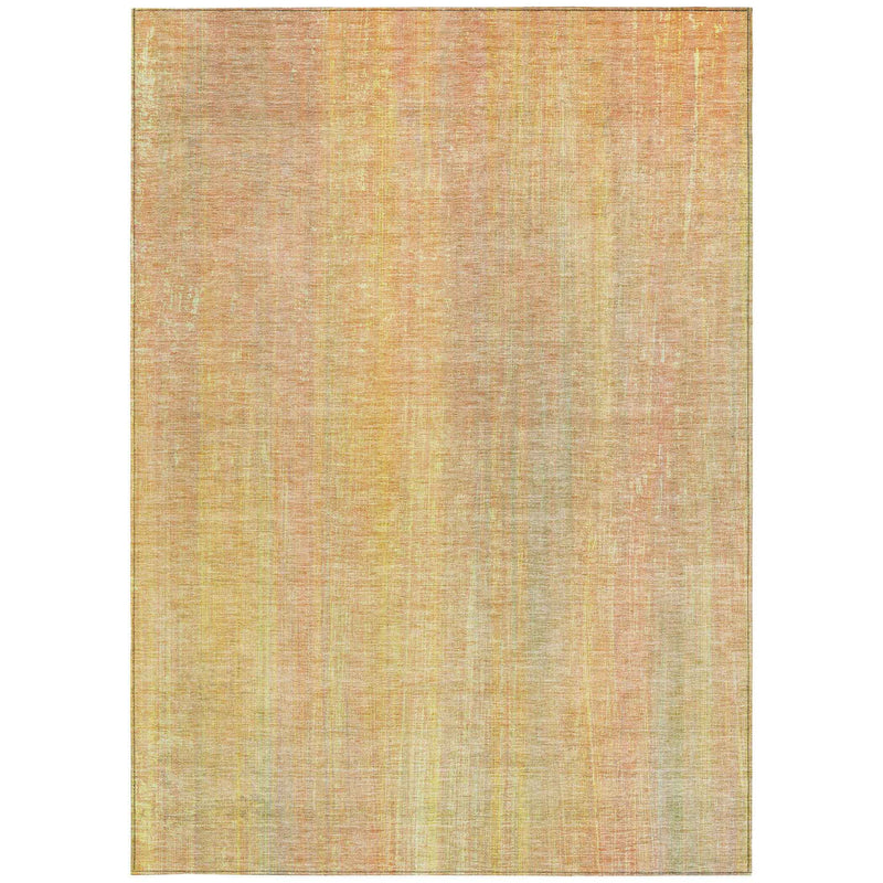 3' X 5' Yellow and Orange Striped Washable Non Skid Indoor Outdoor Area Rug