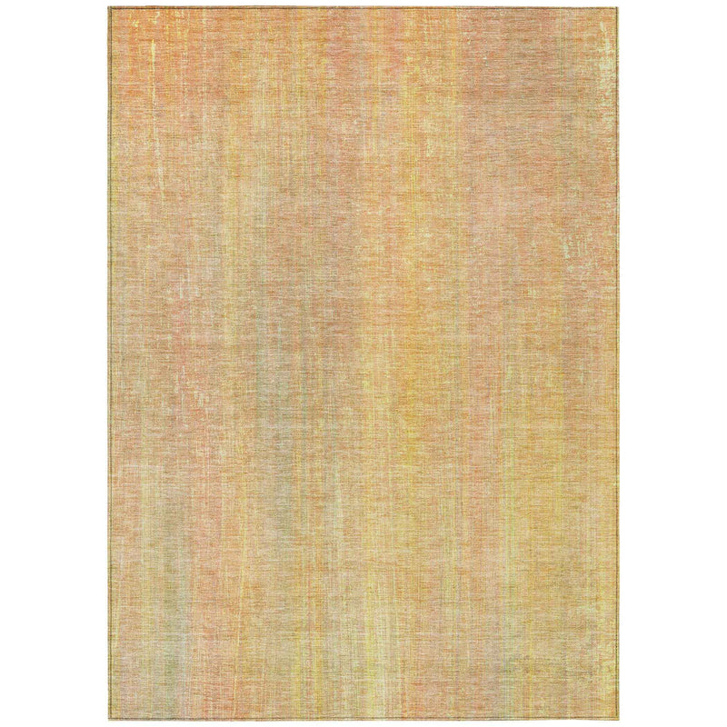 3' X 5' Yellow and Orange Striped Washable Non Skid Indoor Outdoor Area Rug