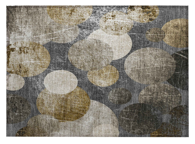 2' X 3' Brown Beige and Ivory Abstract Washable Non Skid Indoor Outdoor Area Rug
