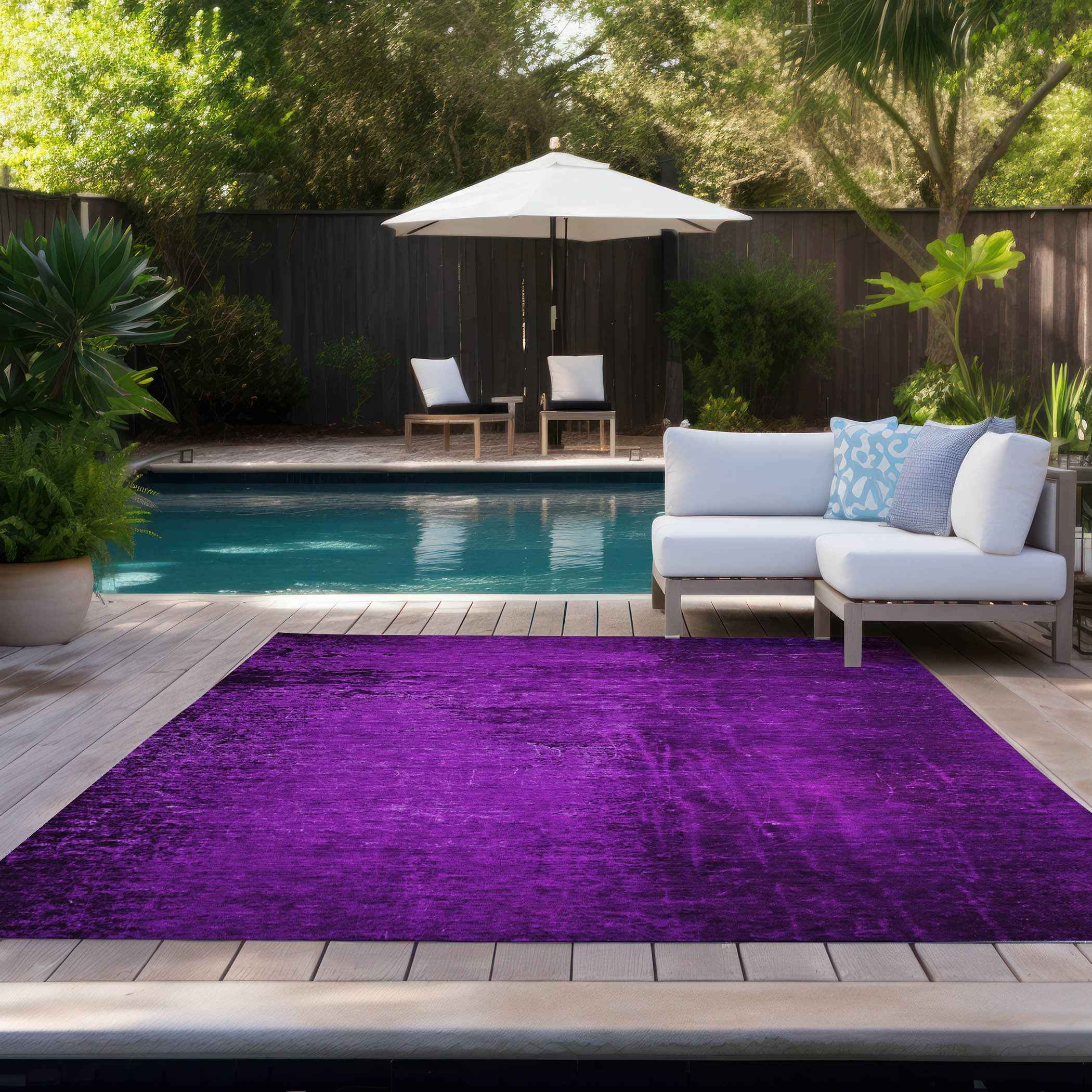 8' X 10' Purple Abstract Washable Non Skid Indoor Outdoor Area Rug