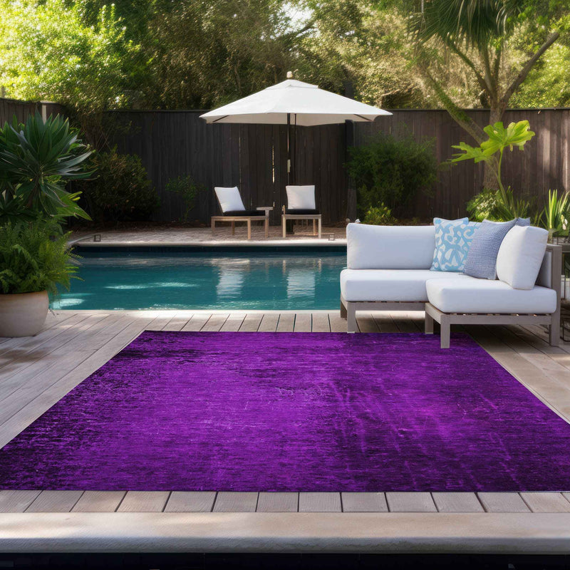 8' X 10' Purple Abstract Washable Non Skid Indoor Outdoor Area Rug