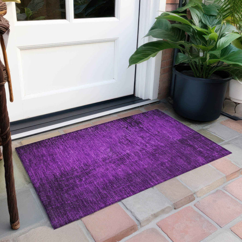 2' X 3' Purple Abstract Washable Non Skid Indoor Outdoor Area Rug