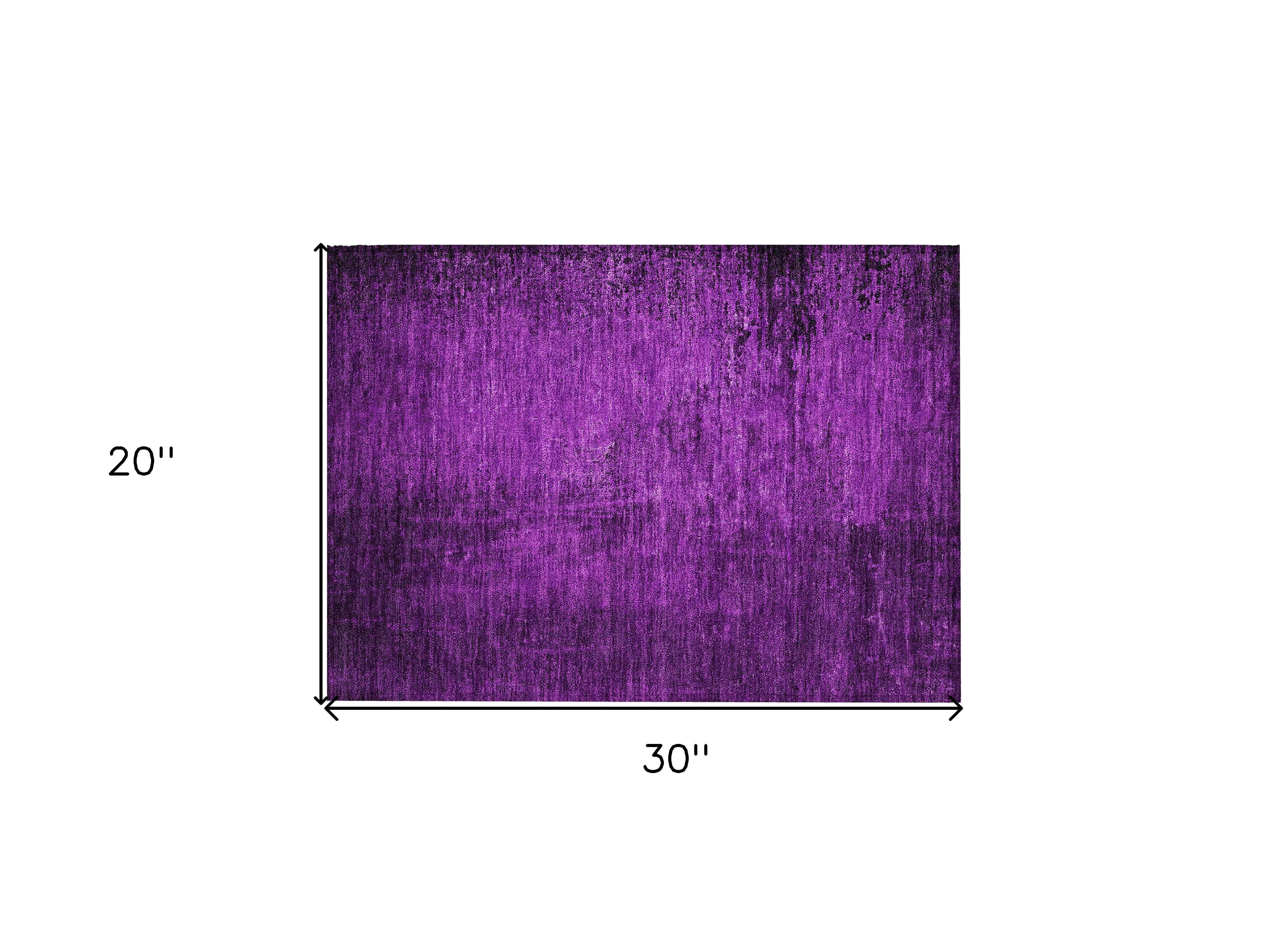 2' X 3' Purple Abstract Washable Non Skid Indoor Outdoor Area Rug