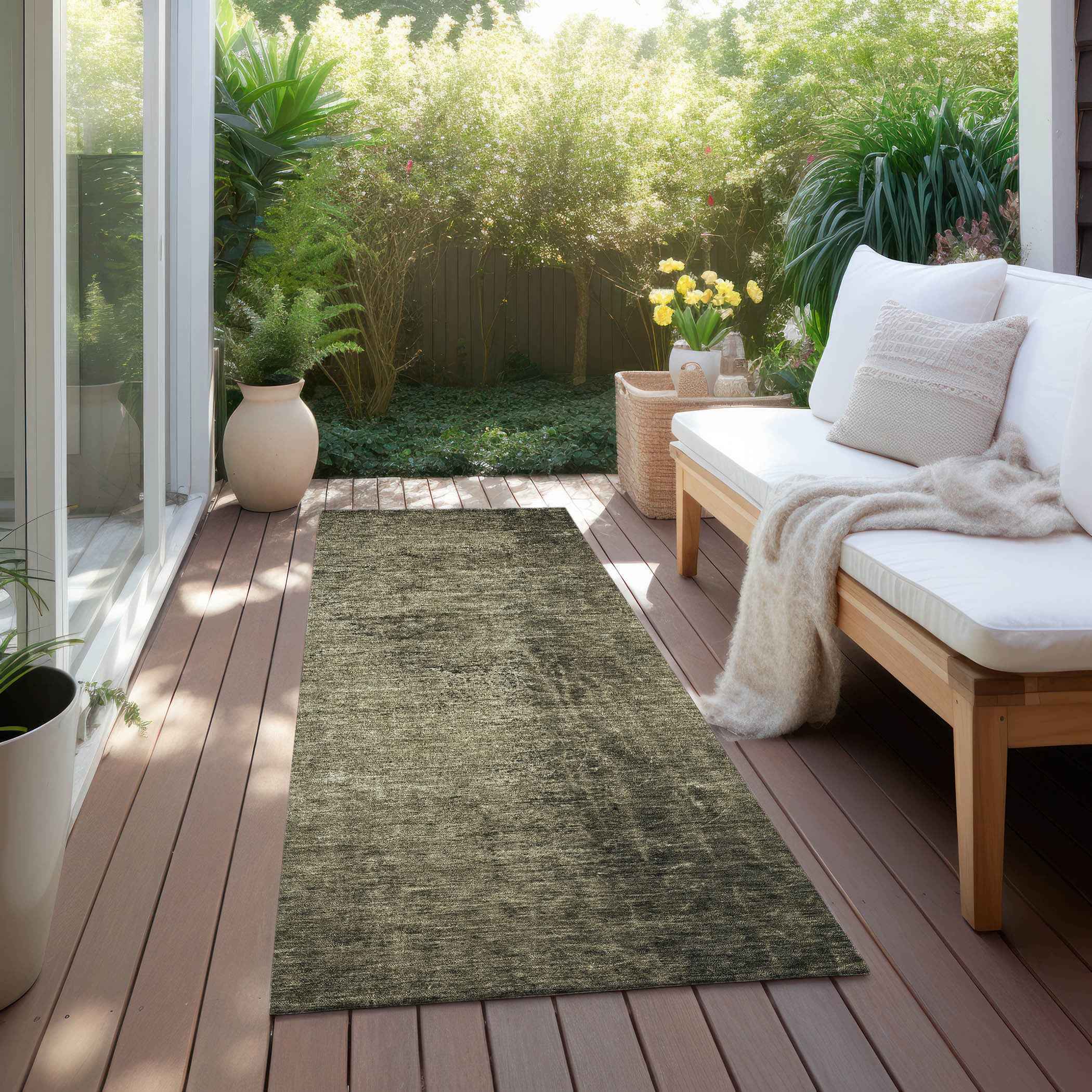 8' Runner Gray Abstract Washable Non Skid Indoor Outdoor Runner Rug