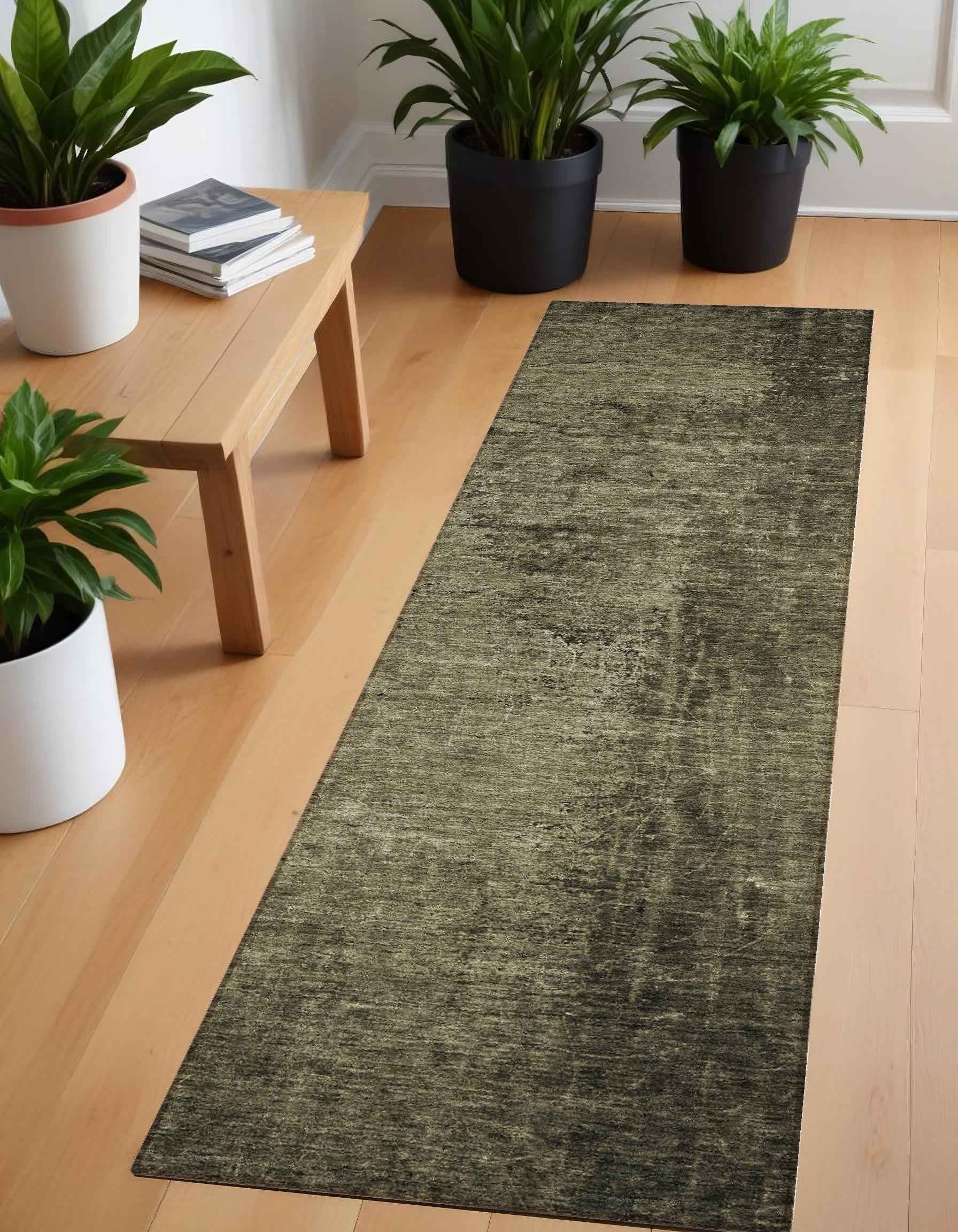 8' Runner Gray Abstract Washable Non Skid Indoor Outdoor Runner Rug