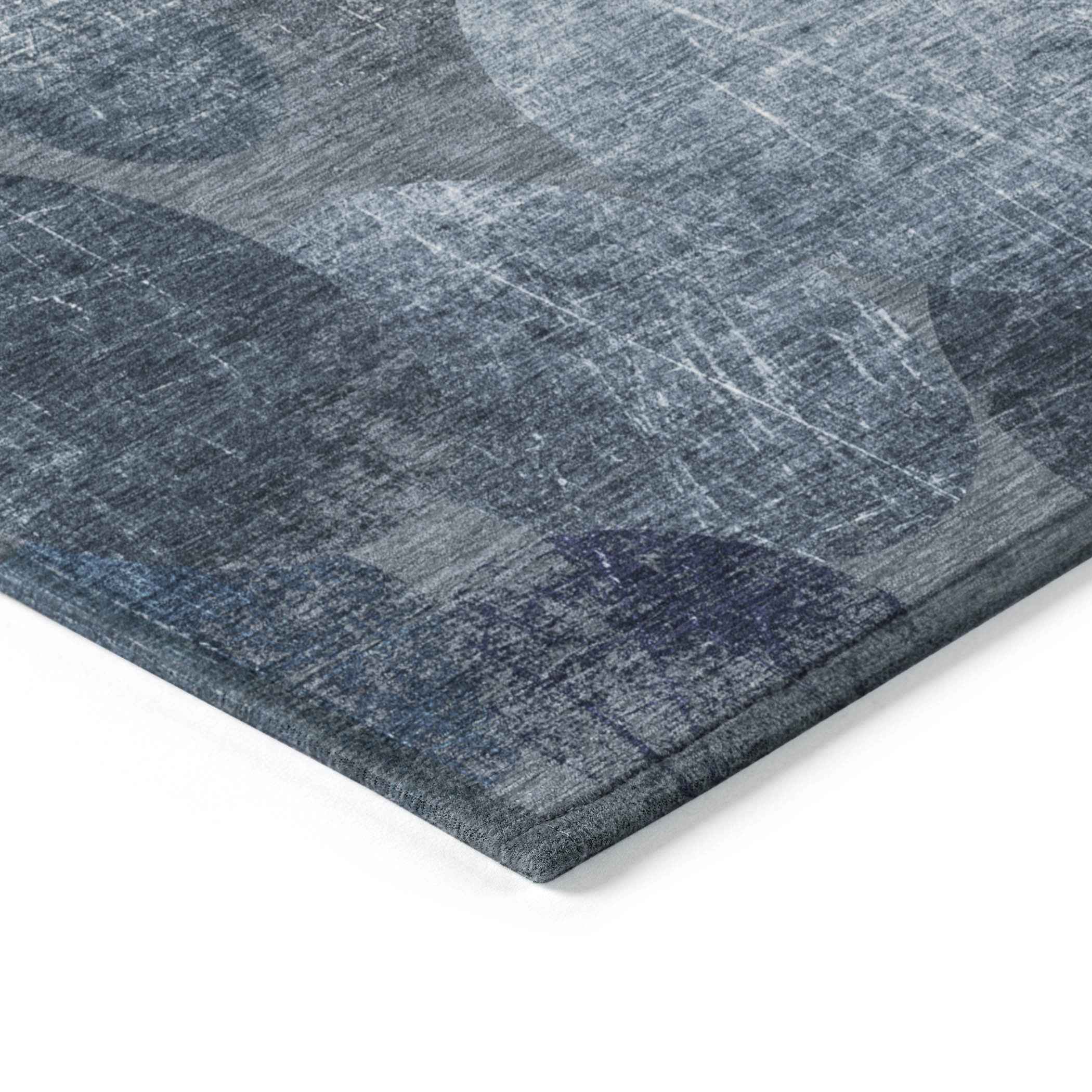 3' X 5' Gray and Blue Abstract Washable Non Skid Indoor Outdoor Area Rug