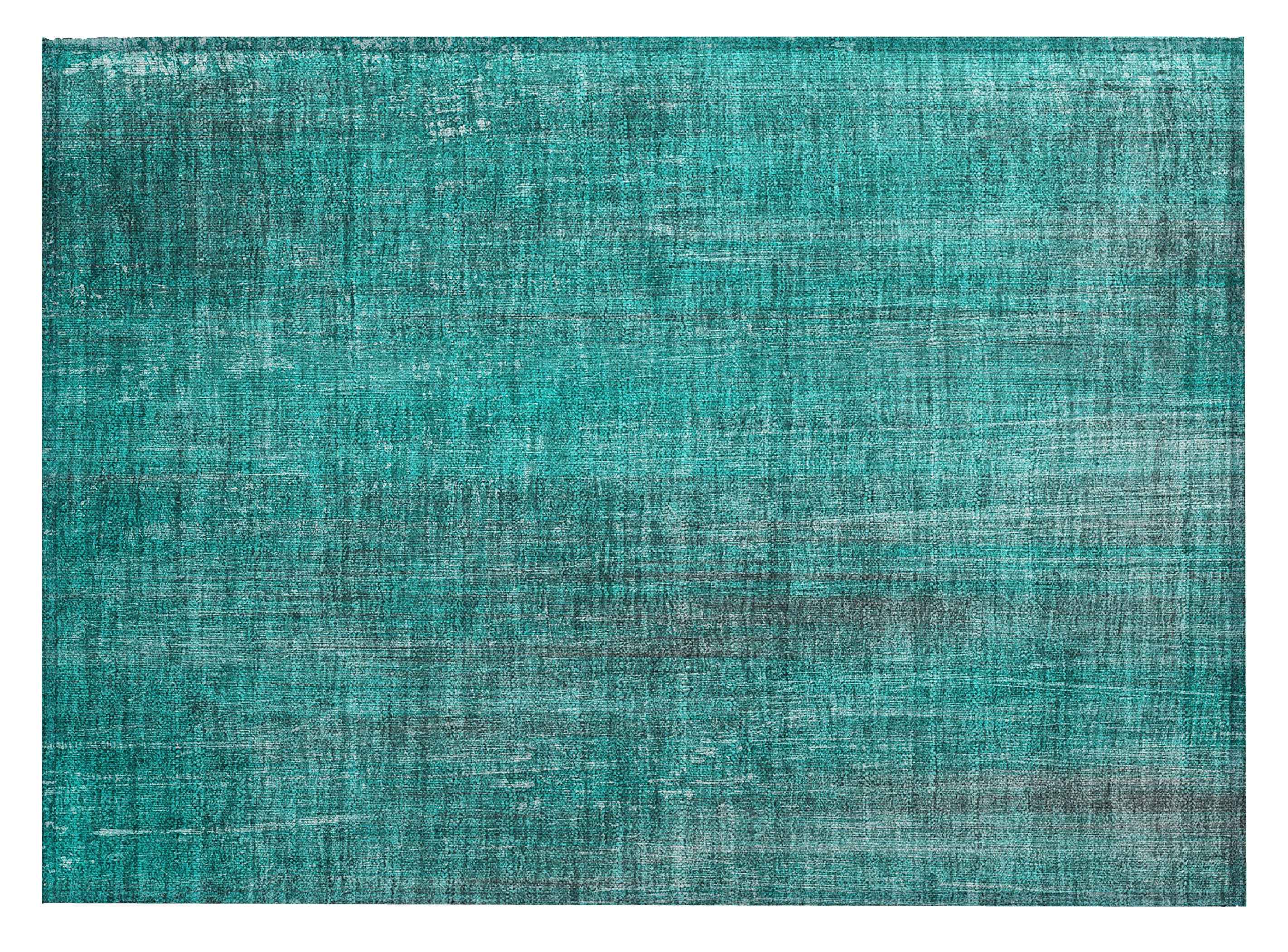 2' X 3' Teal Striped Washable Non Skid Indoor Outdoor Area Rug
