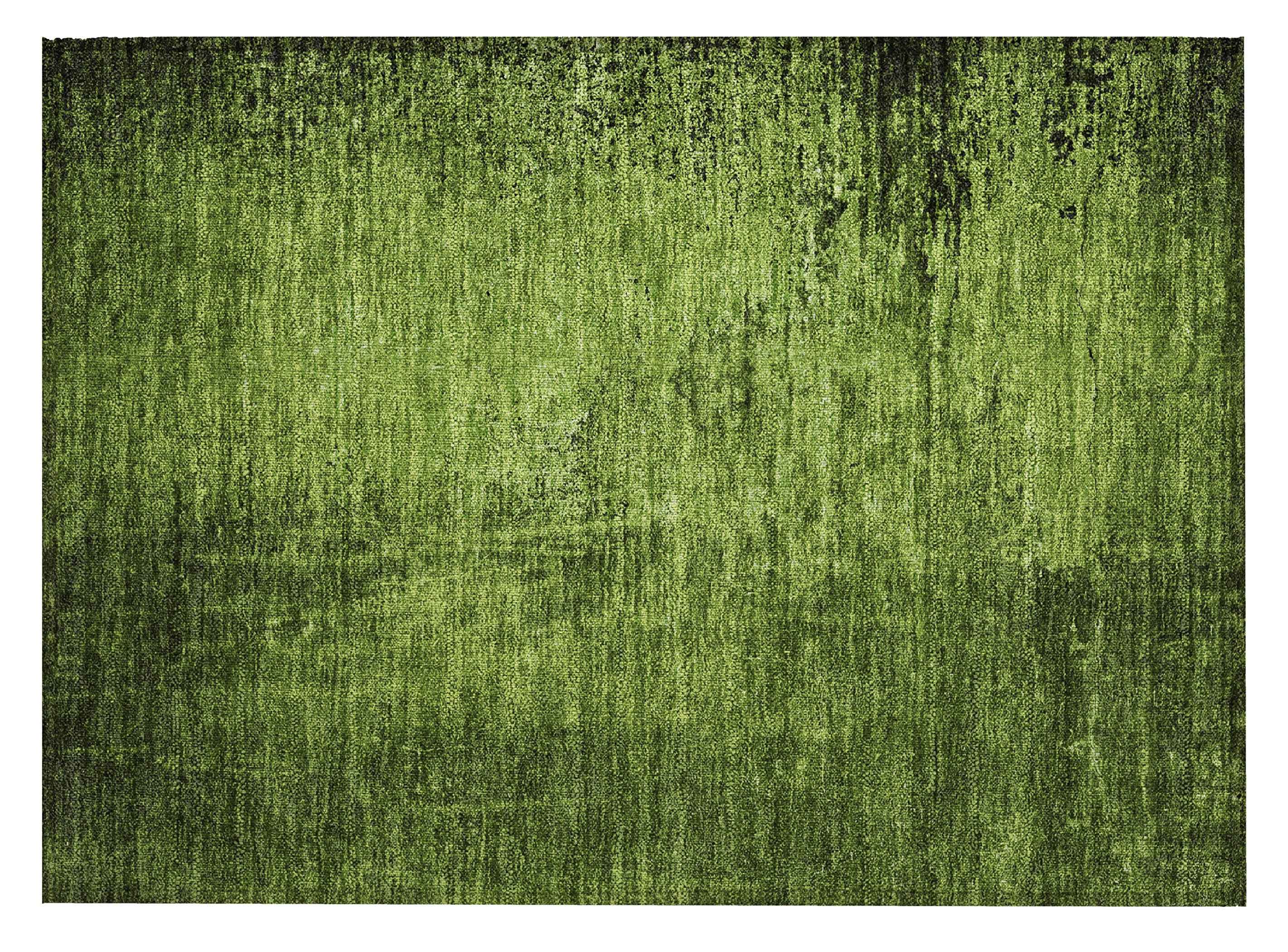 2' X 3' Green Abstract Washable Non Skid Indoor Outdoor Area Rug