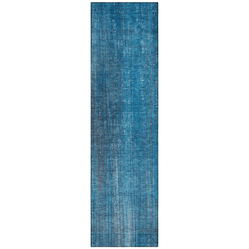 2' X 8' Blue Striped Washable Non Skid Indoor Outdoor Runner Rug