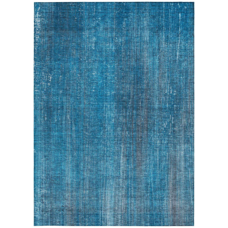 5' X 8' Blue Striped Washable Non Skid Indoor Outdoor Area Rug