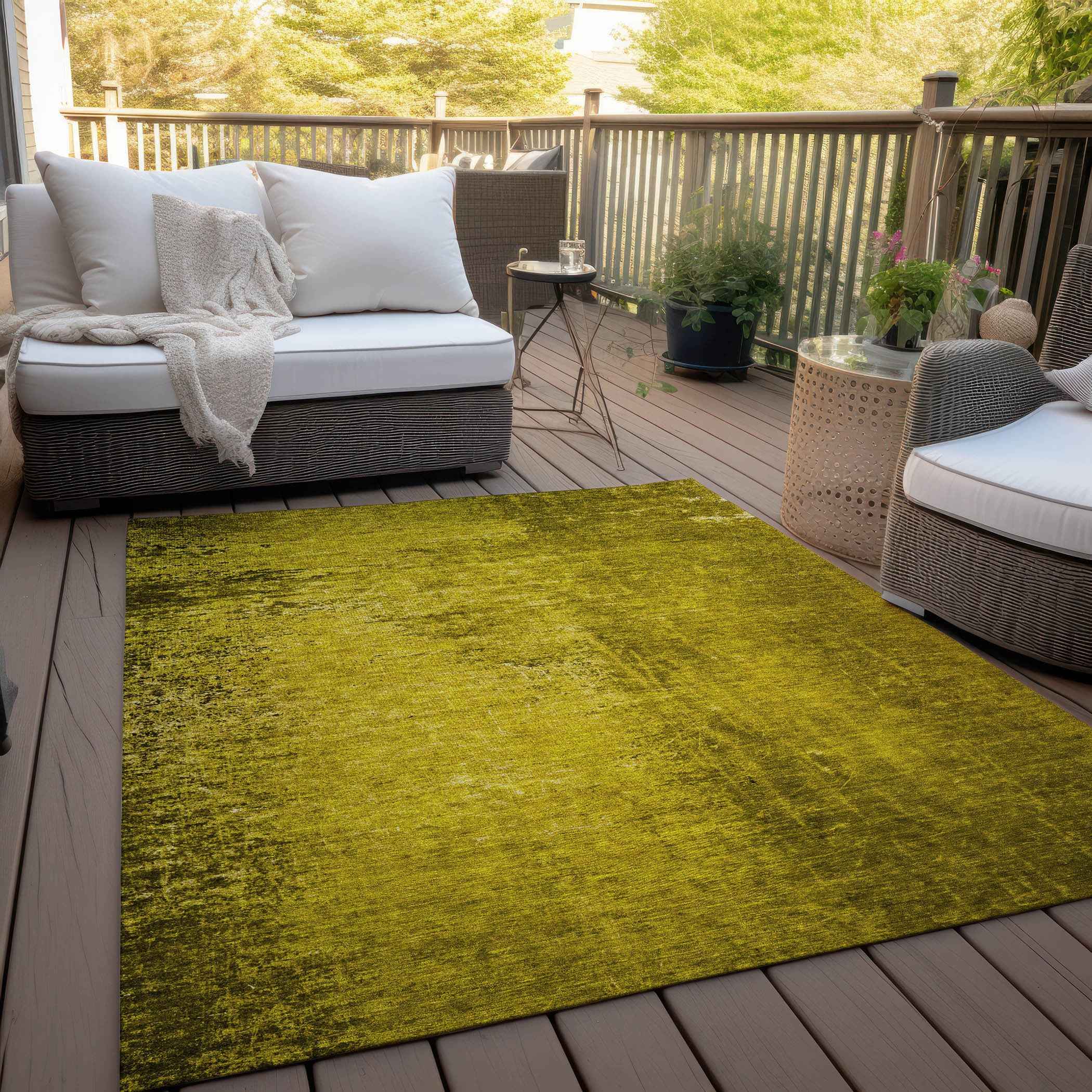 10' X 14' Gold Abstract Washable Non Skid Indoor Outdoor Area Rug