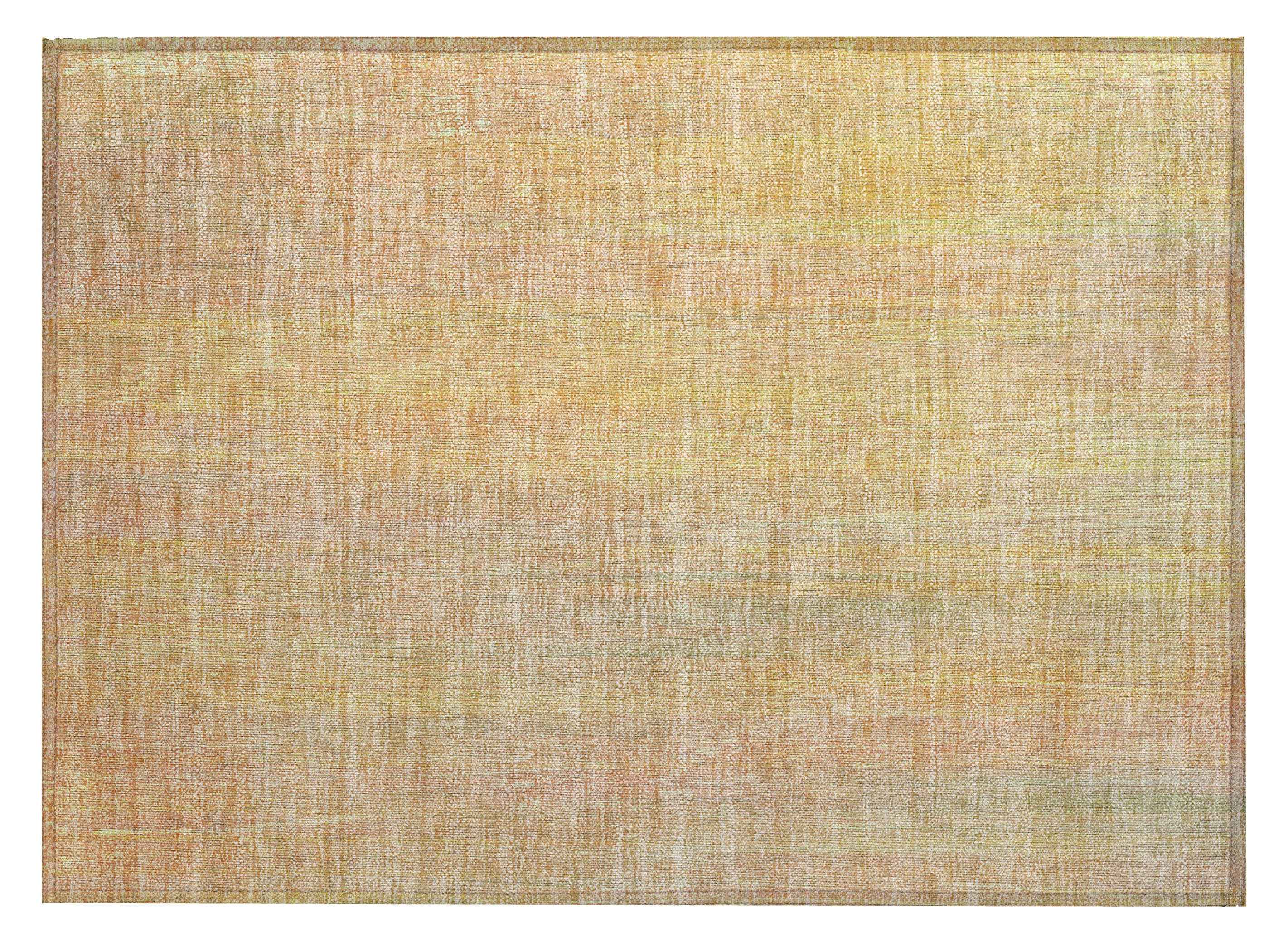 2' X 3' Yellow and Orange Striped Washable Non Skid Indoor Outdoor Area Rug