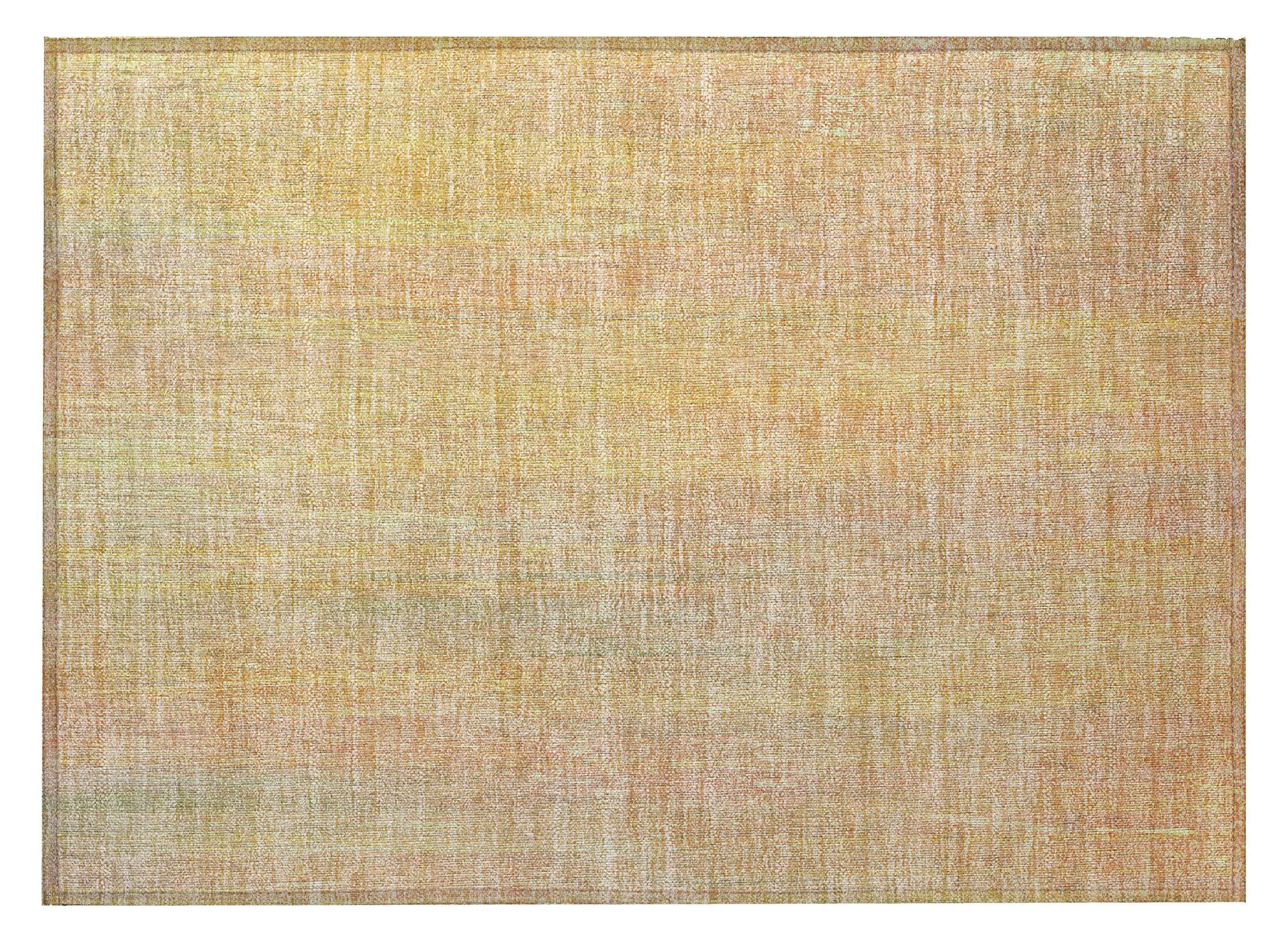 2' X 3' Yellow and Orange Striped Washable Non Skid Indoor Outdoor Area Rug