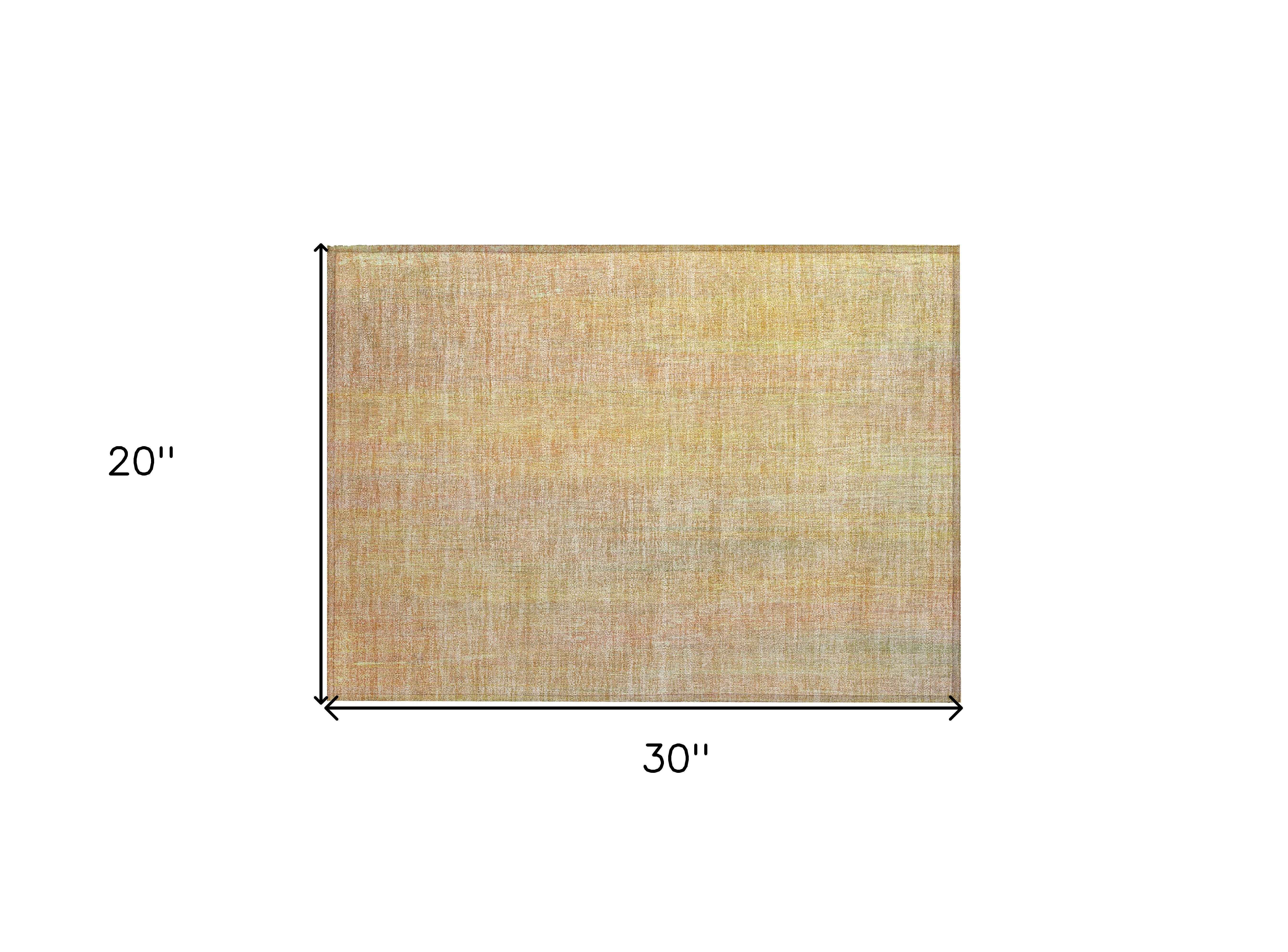 2' X 3' Yellow and Orange Striped Washable Non Skid Indoor Outdoor Area Rug