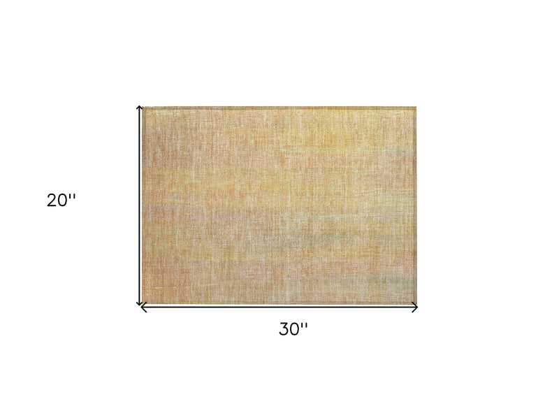 2' X 3' Yellow and Orange Striped Washable Non Skid Indoor Outdoor Area Rug