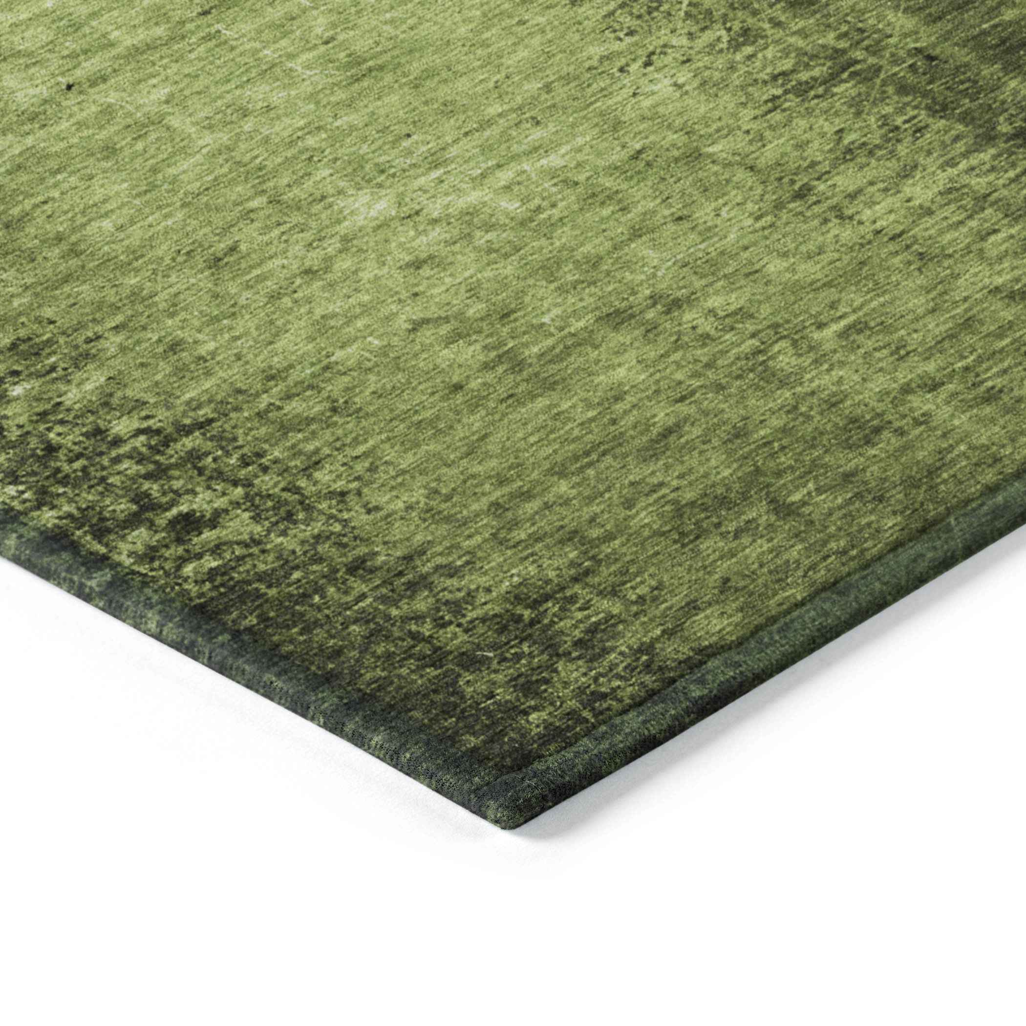 9' X 12' Green Abstract Washable Non Skid Indoor Outdoor Area Rug