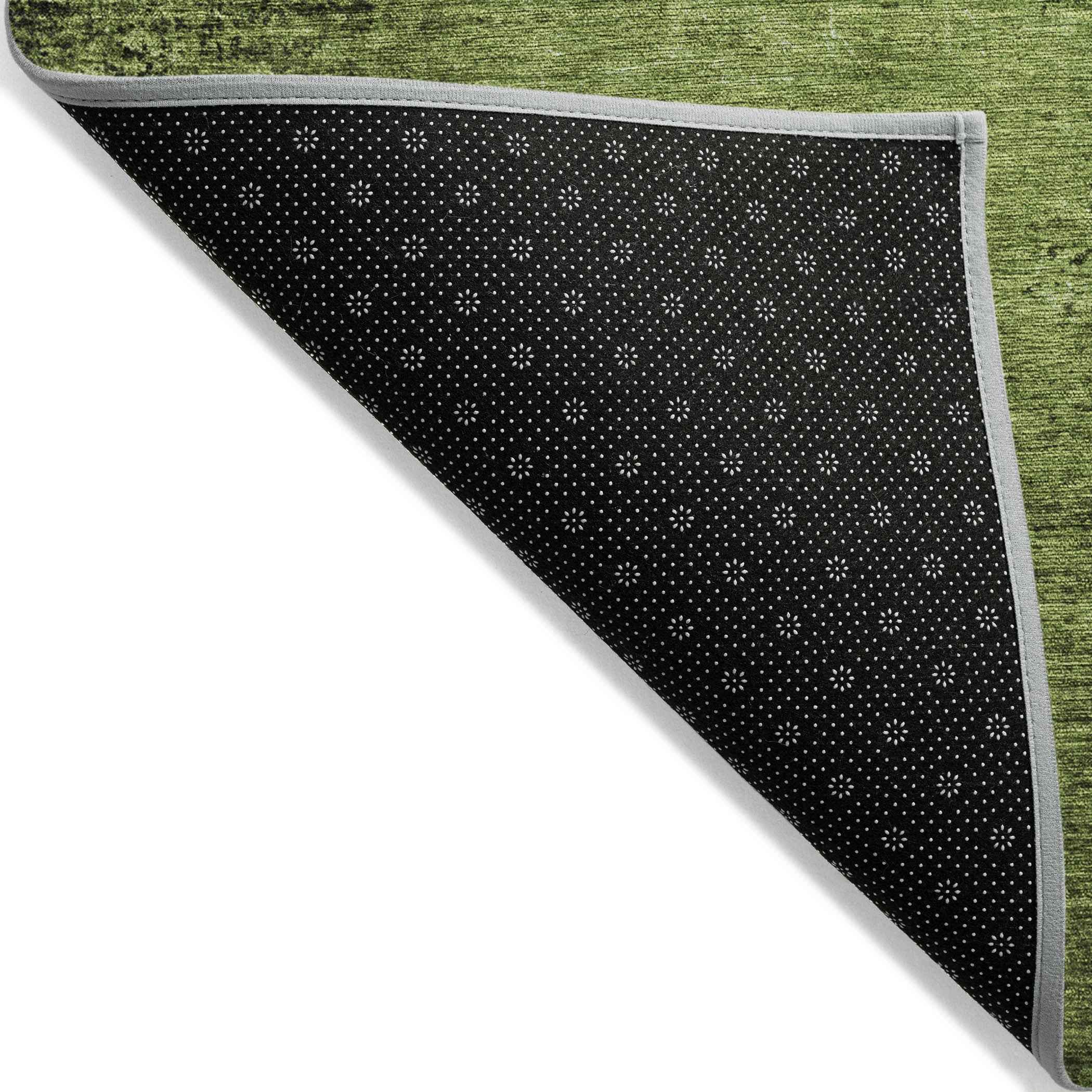 9' X 12' Green Abstract Washable Non Skid Indoor Outdoor Area Rug