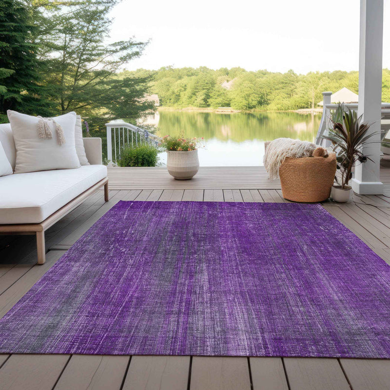 3' X 5' Purple Striped Washable Non Skid Indoor Outdoor Area Rug