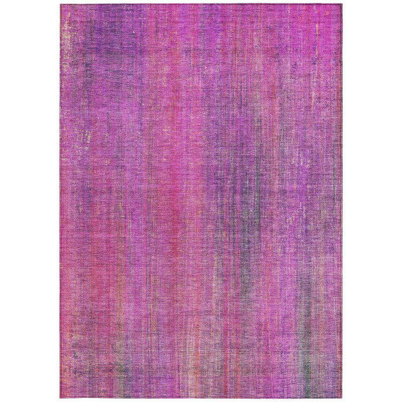 8' X 10' Lilac Striped Washable Non Skid Indoor Outdoor Area Rug