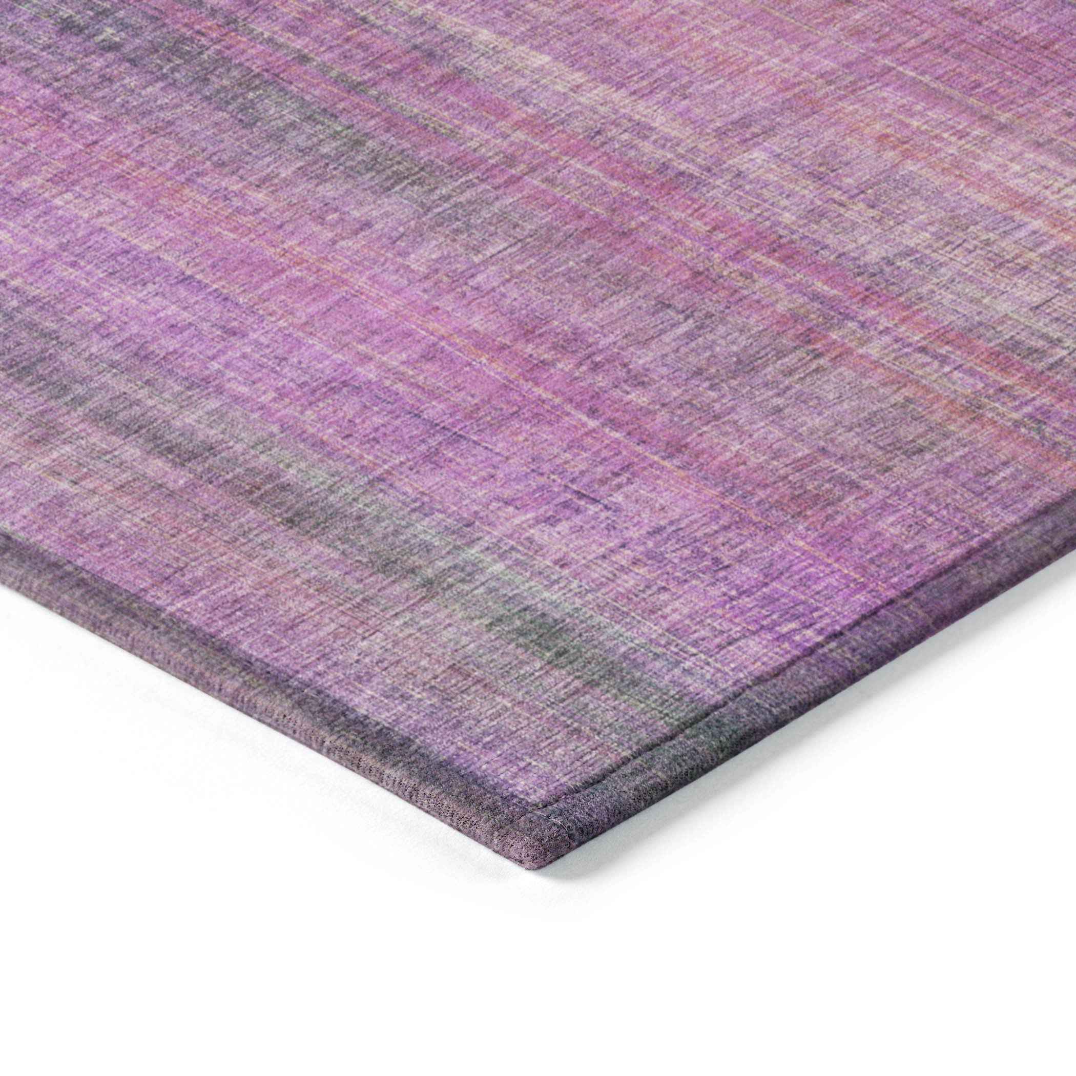 8' X 10' Lilac Striped Washable Non Skid Indoor Outdoor Area Rug