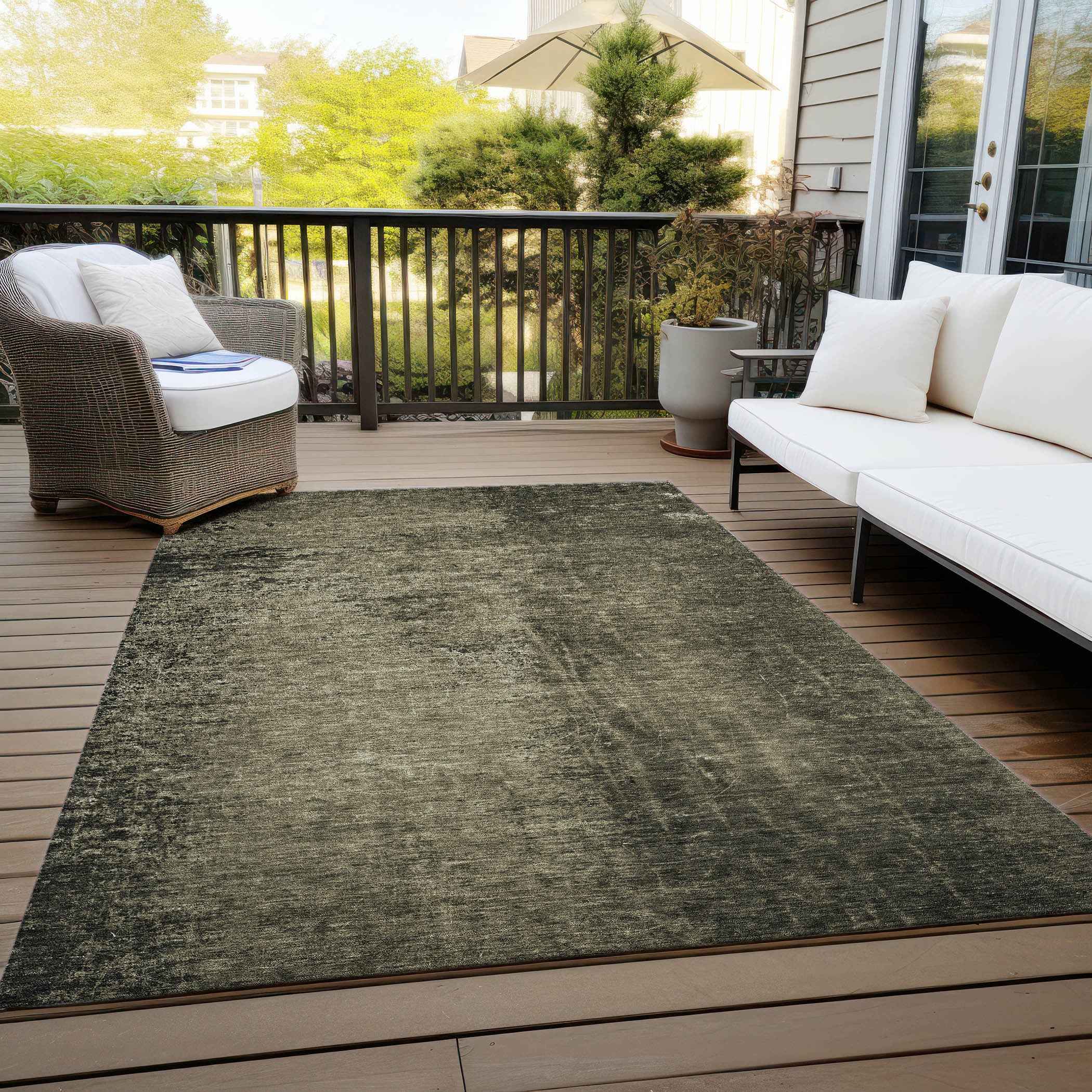 3' X 5' Gray Abstract Washable Non Skid Indoor Outdoor Area Rug