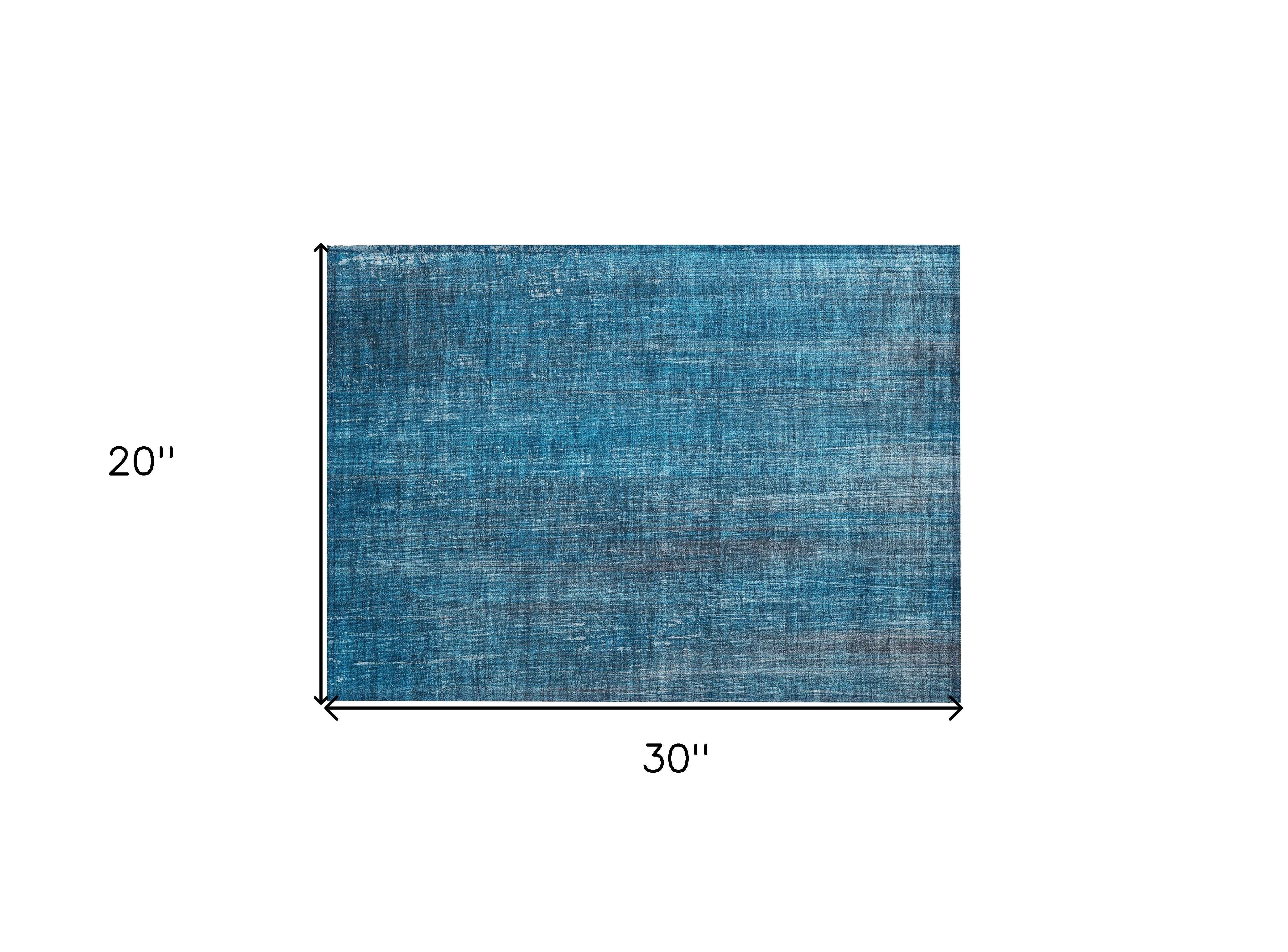 2' X 3' Blue Striped Washable Non Skid Indoor Outdoor Area Rug