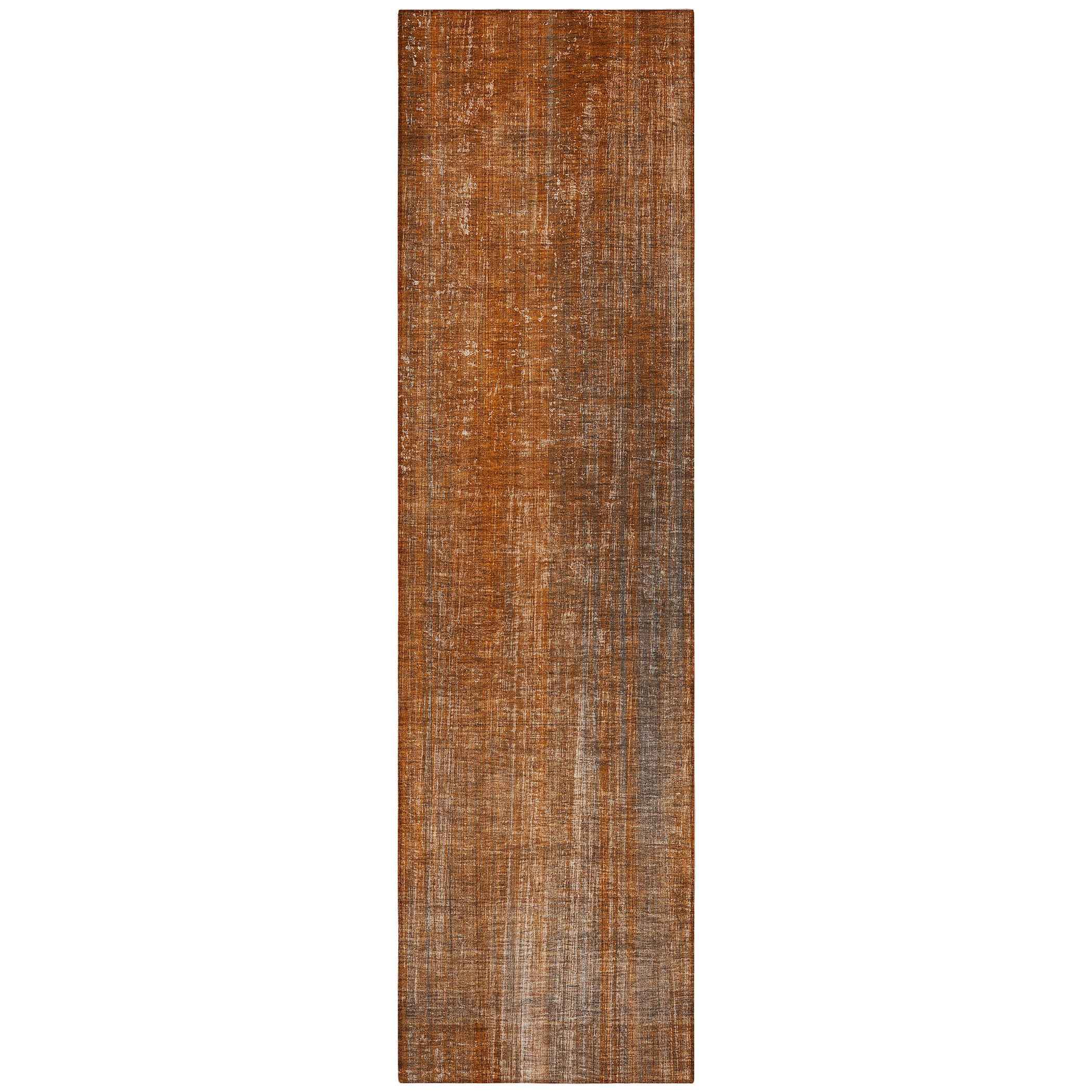 8' Runner Orange Striped Washable Non Skid Indoor Outdoor Runner Rug