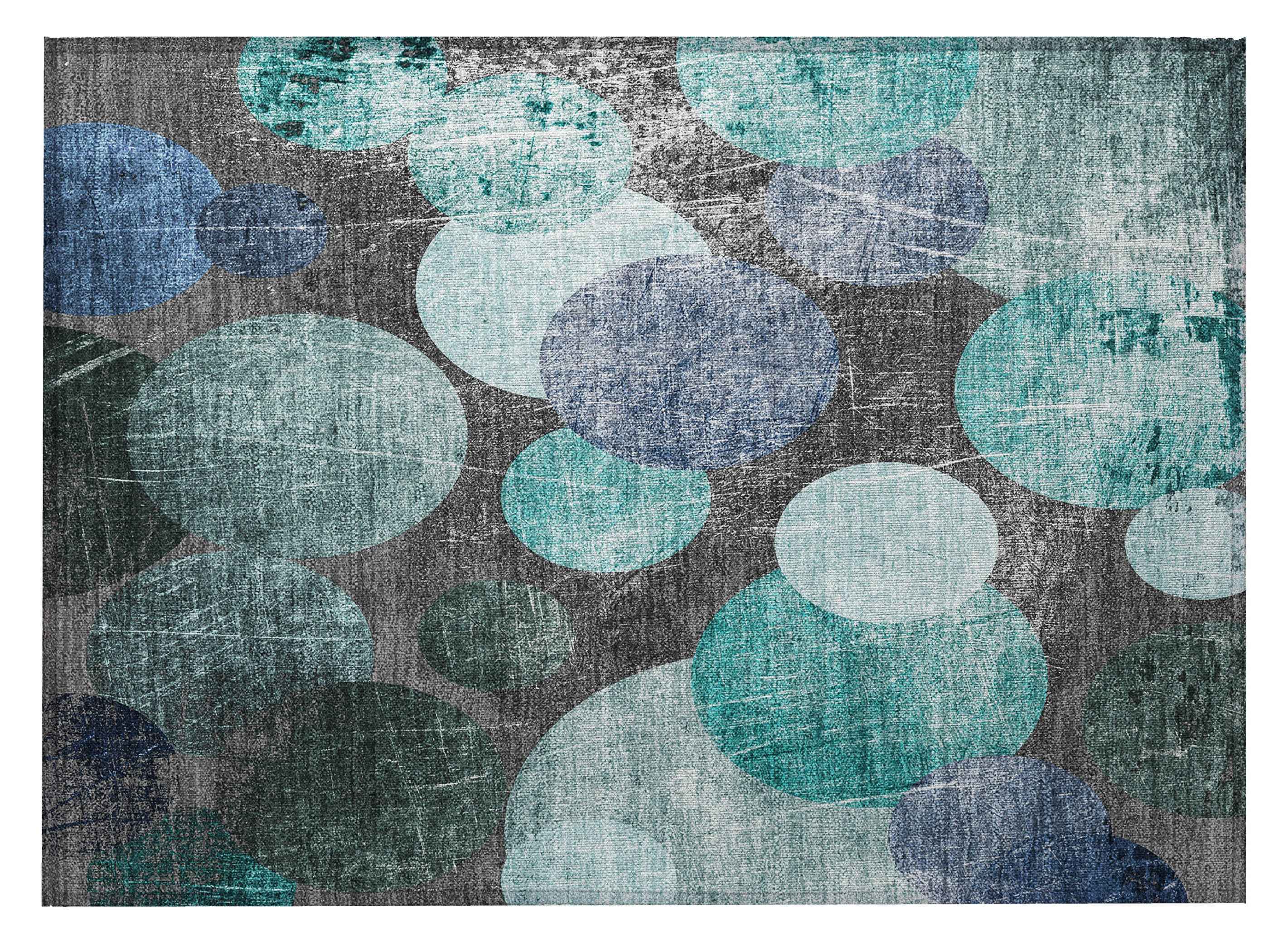 2' X 3' Gray Blue and Purple Abstract Washable Non Skid Indoor Outdoor Area Rug