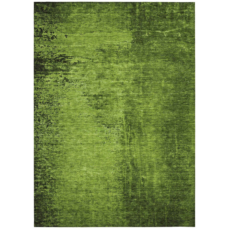8' X 10' Green Abstract Washable Non Skid Indoor Outdoor Area Rug