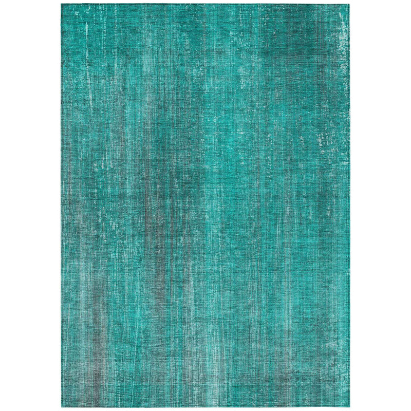 3' X 5' Teal Striped Washable Non Skid Indoor Outdoor Area Rug
