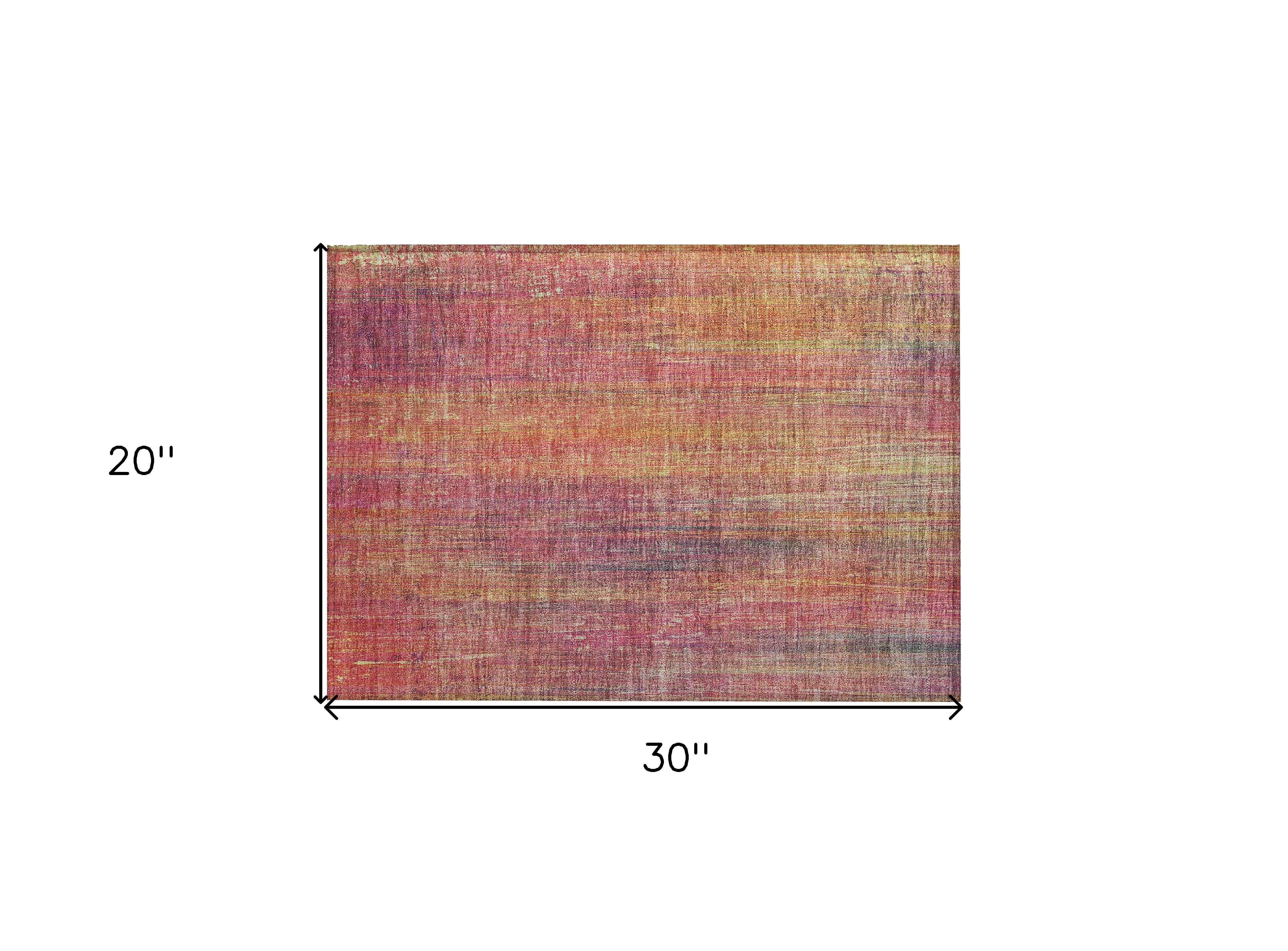 2' X 3' Red and Orange Striped Washable Non Skid Indoor Outdoor Area Rug