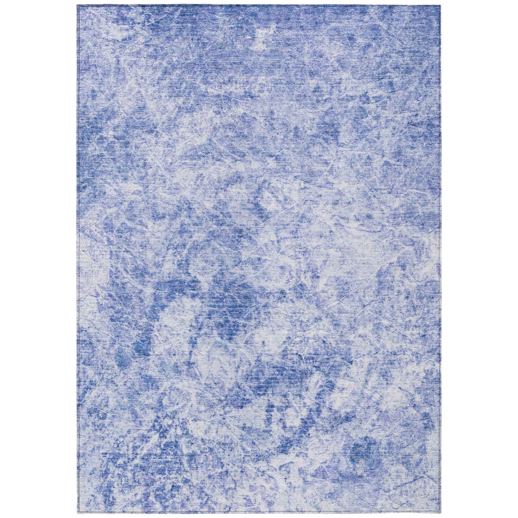 9' X 12' Blue Abstract Washable Non Skid Indoor Outdoor Area Rug
