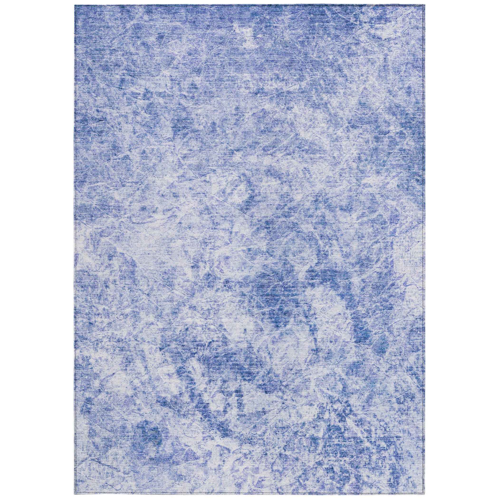 9' X 12' Blue Abstract Washable Non Skid Indoor Outdoor Area Rug