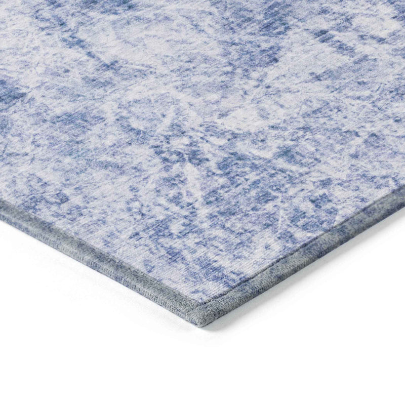 9' X 12' Blue Abstract Washable Non Skid Indoor Outdoor Area Rug