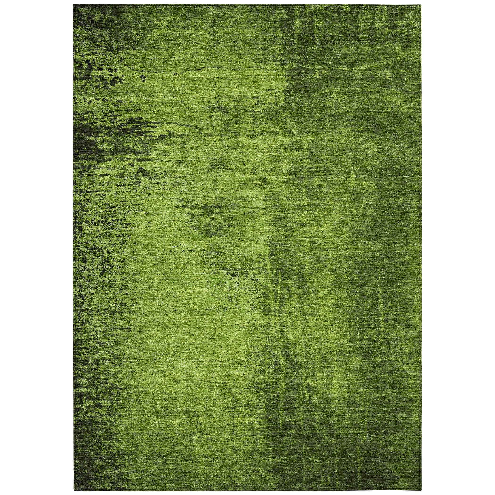 3' X 5' Green Abstract Washable Non Skid Indoor Outdoor Area Rug