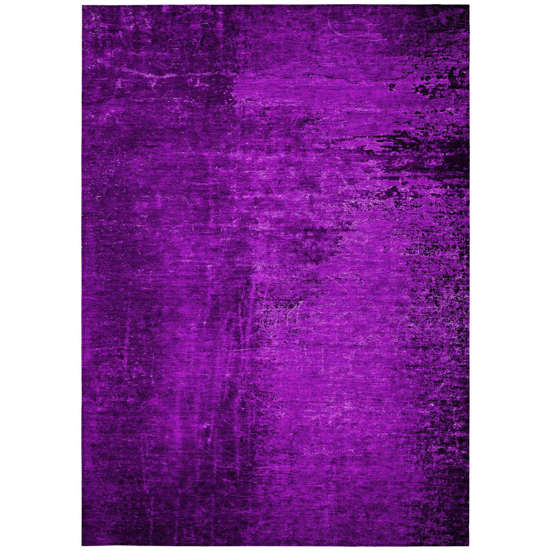 5' X 8' Purple Abstract Washable Non Skid Indoor Outdoor Area Rug
