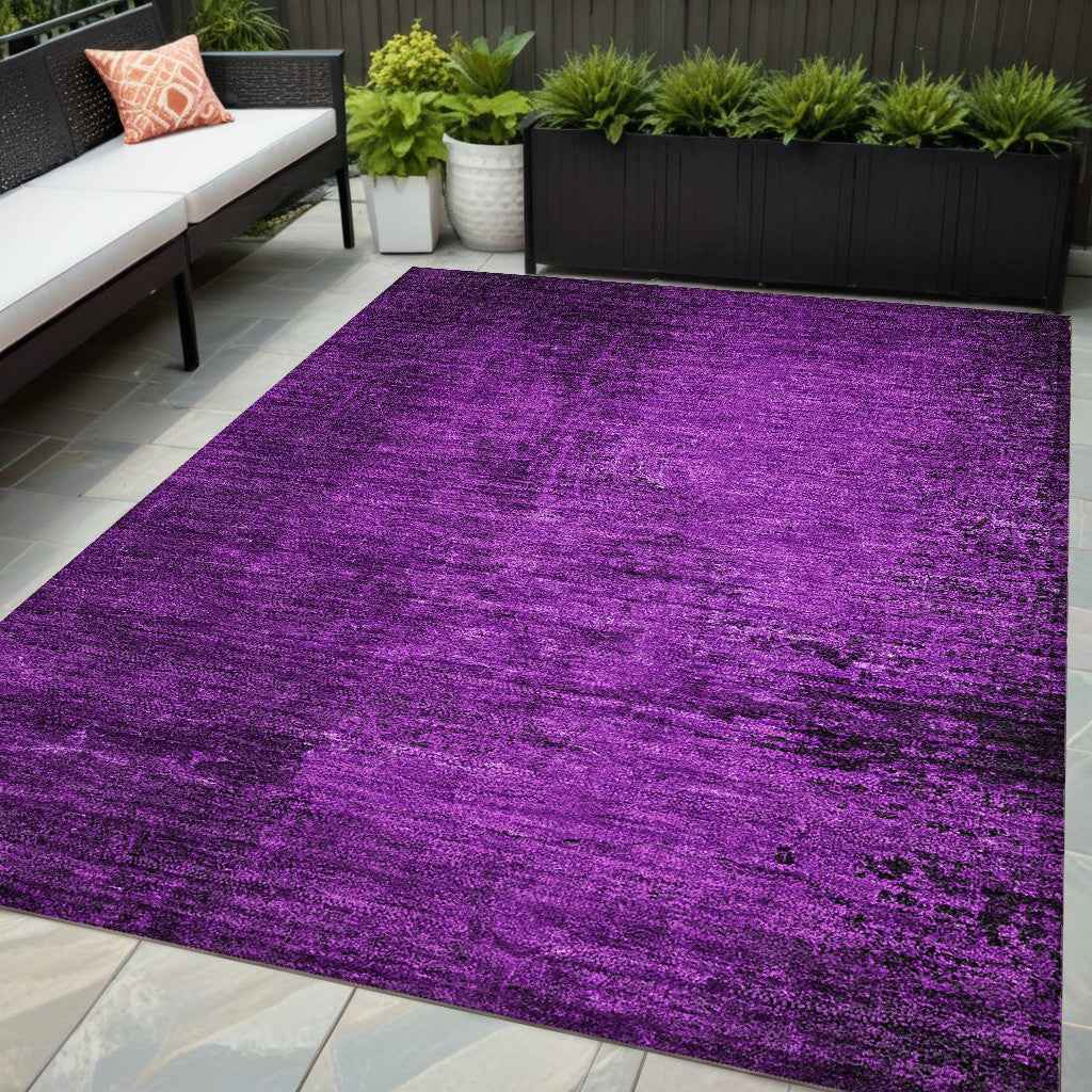 5' X 8' Purple Abstract Washable Non Skid Indoor Outdoor Area Rug