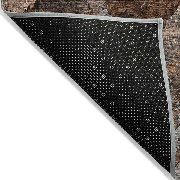 10' X 14' Brown Terracotta and Gray Abstract Washable Indoor Outdoor Area Rug