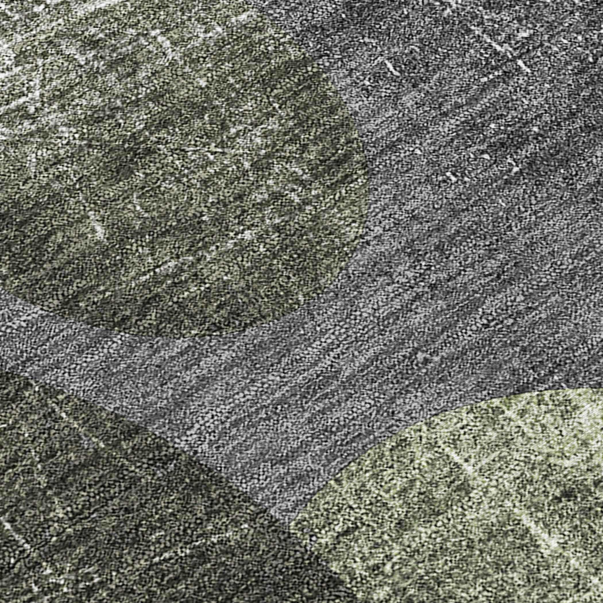 2' X 8' Green and Gray Abstract Washable Non Skid Indoor Outdoor Runner Rug