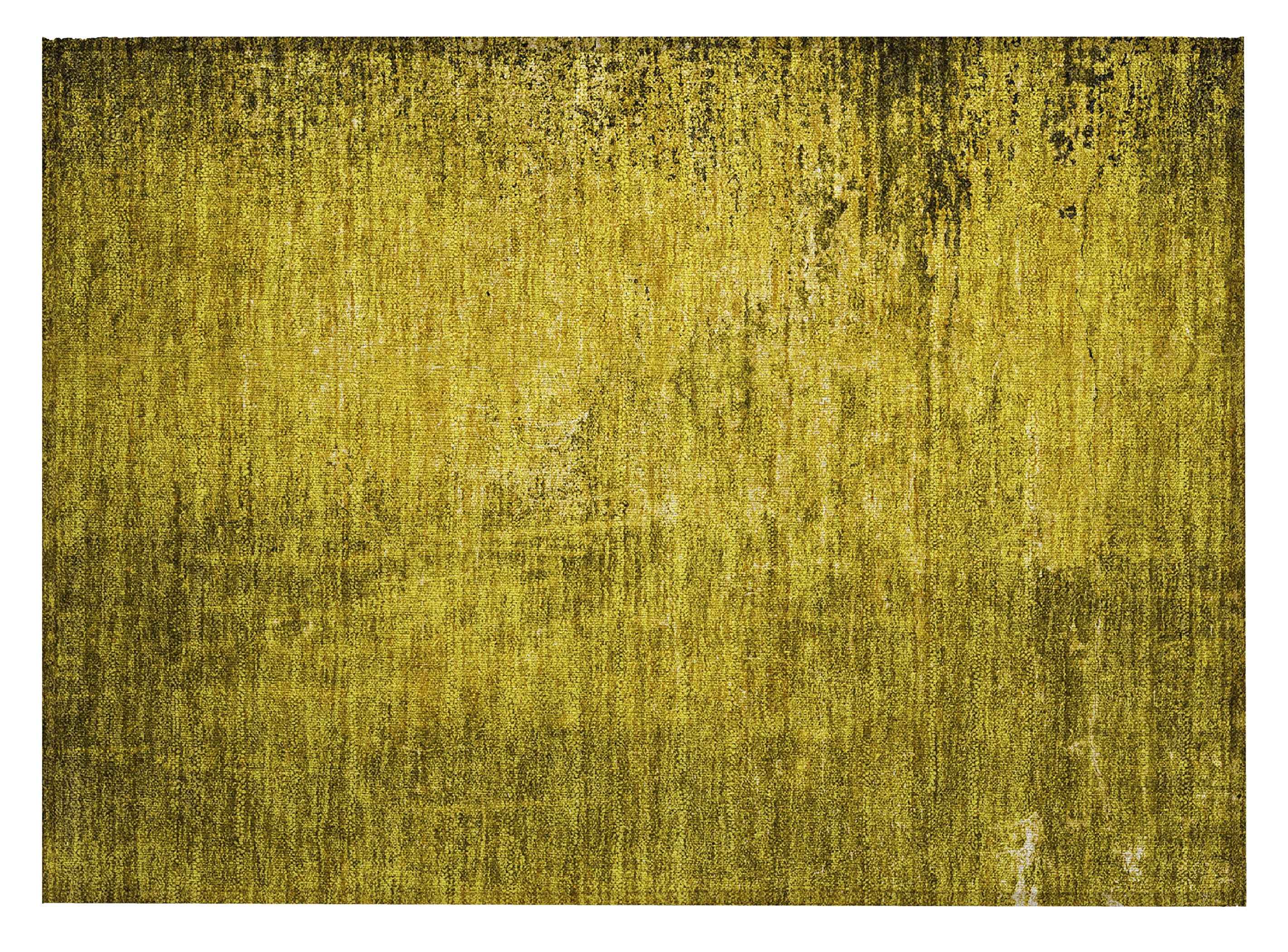 2' X 3' Gold Abstract Washable Non Skid Indoor Outdoor Area Rug