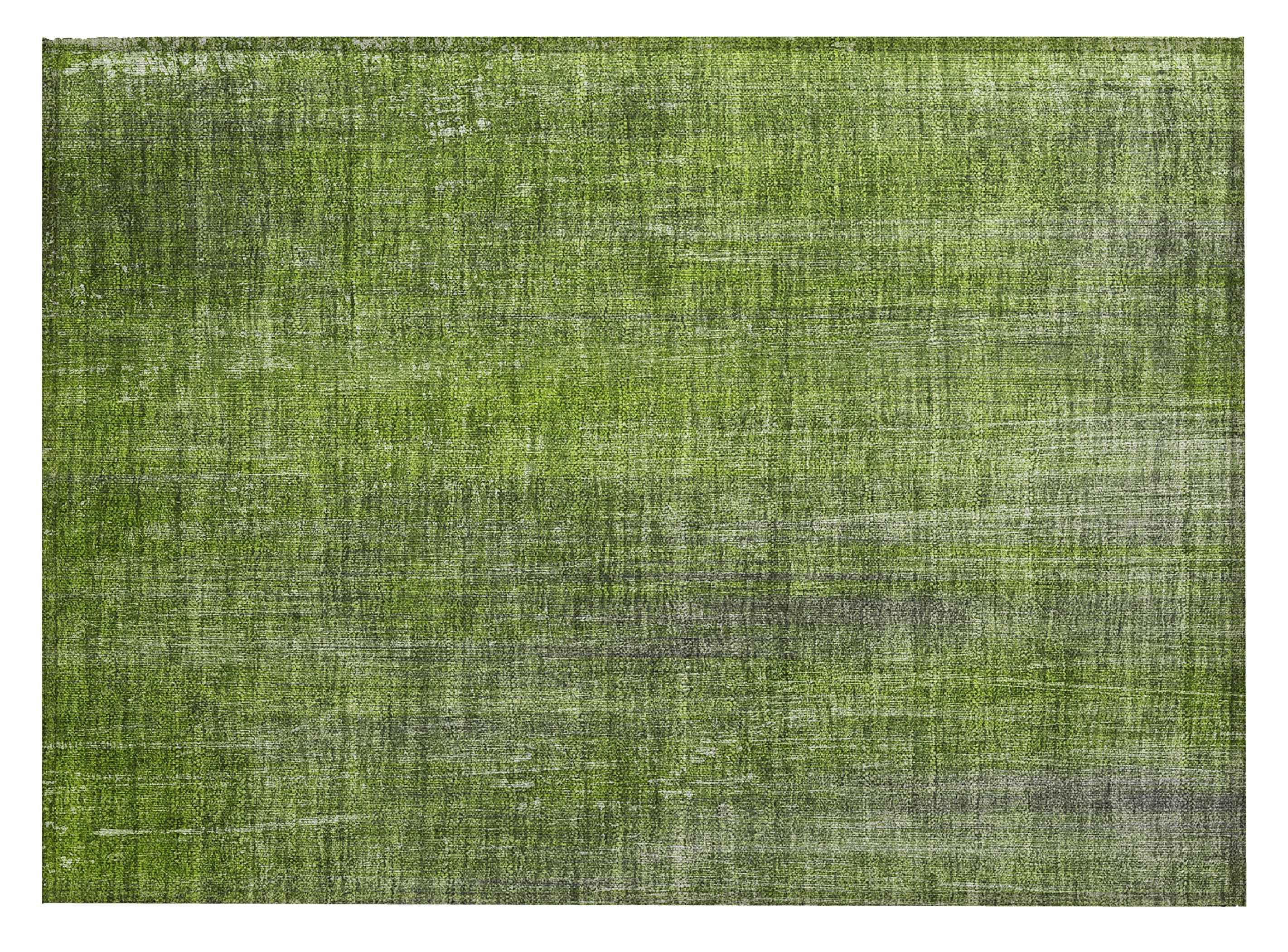 2' X 3' Green Striped Washable Non Skid Indoor Outdoor Area Rug