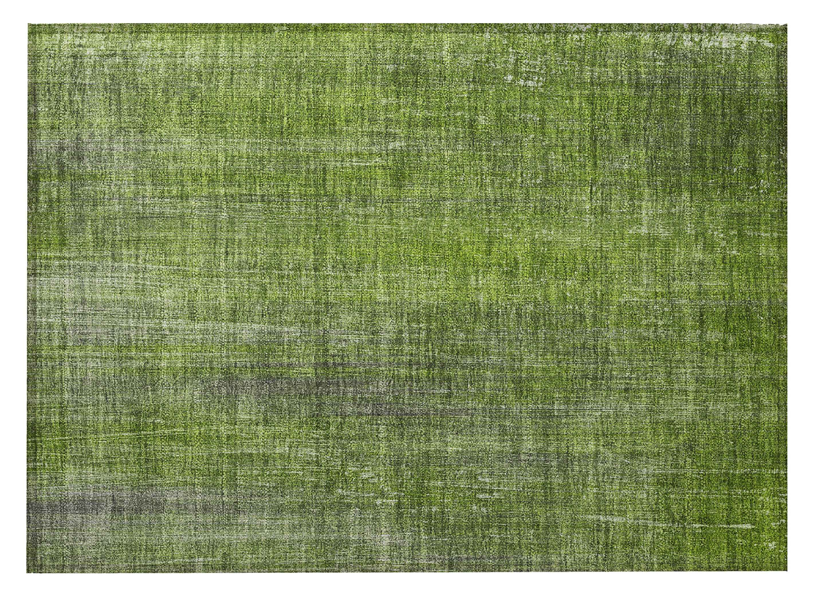 2' X 3' Green Striped Washable Non Skid Indoor Outdoor Area Rug