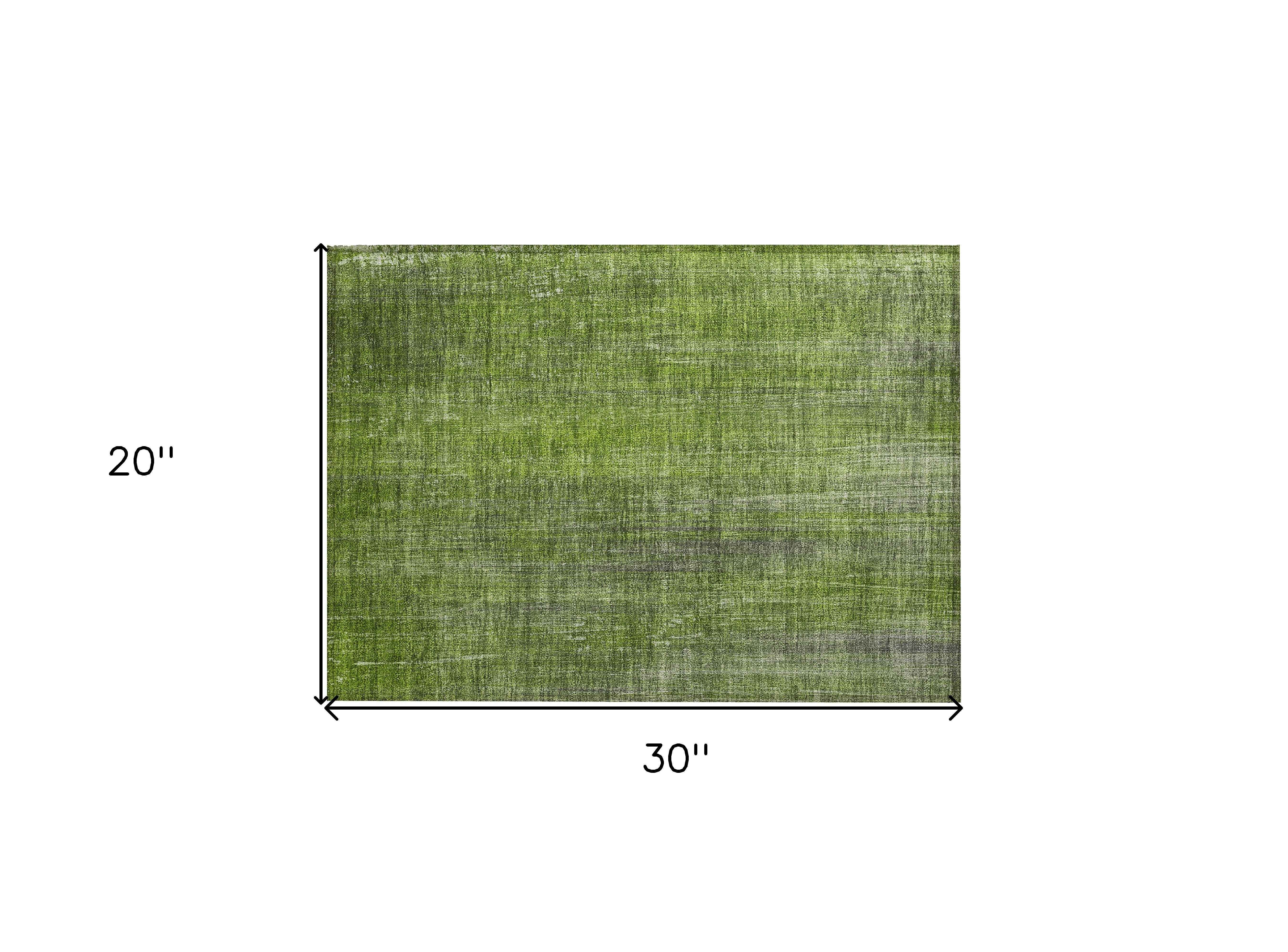 2' X 3' Green Striped Washable Non Skid Indoor Outdoor Area Rug