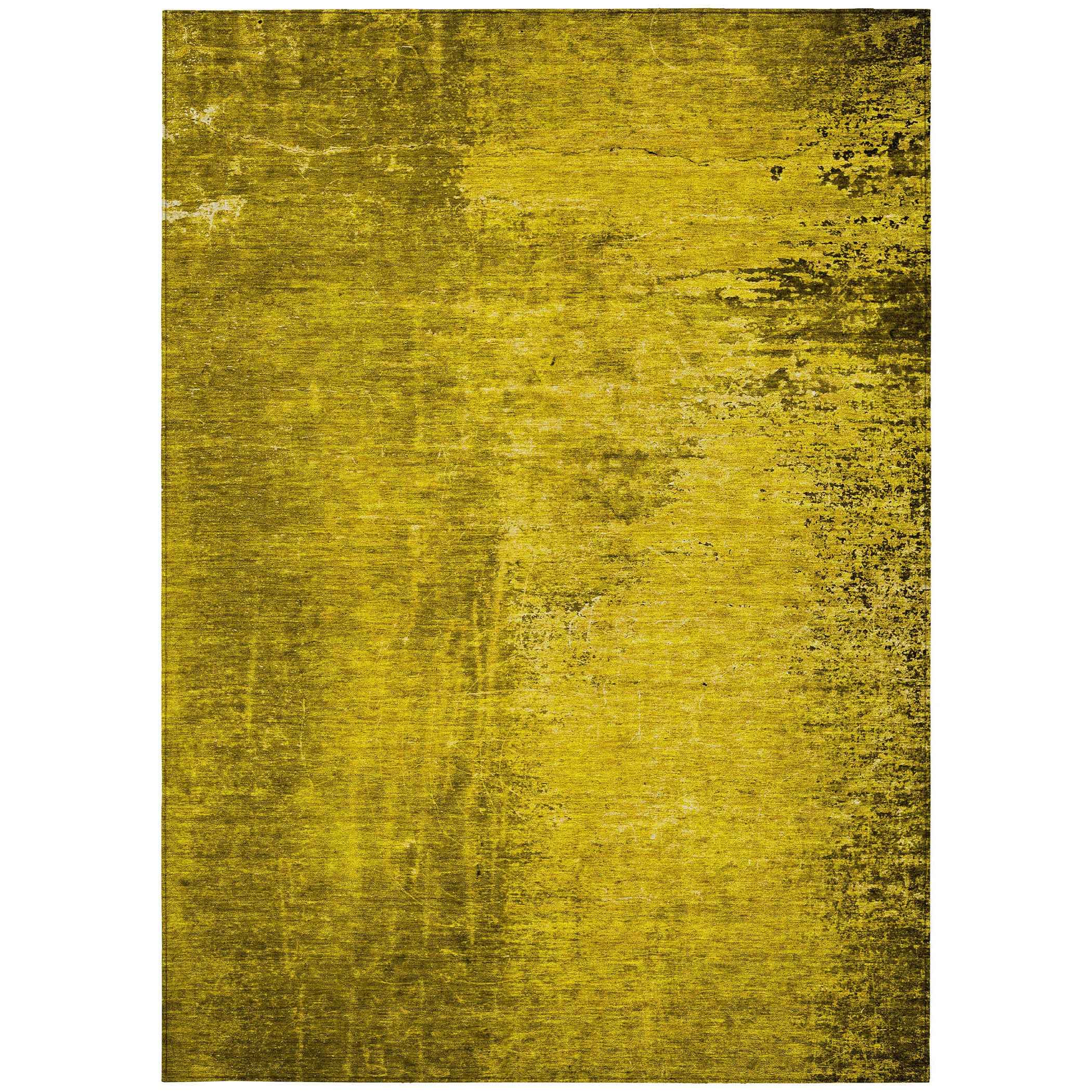 8' X 10' Gold Abstract Washable Non Skid Indoor Outdoor Area Rug
