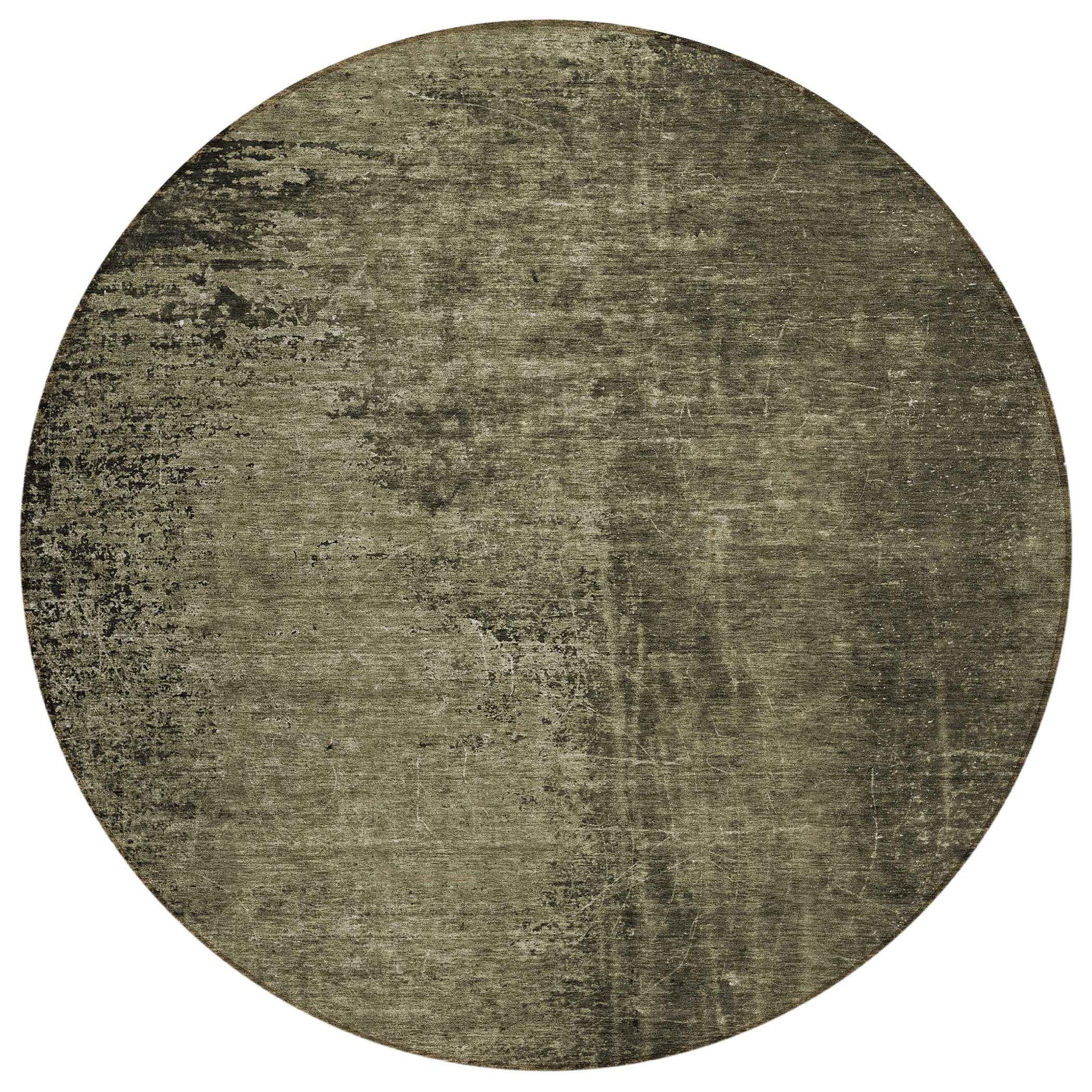 8' Round Gray Round Abstract Washable Non Skid Indoor Outdoor Area Rug