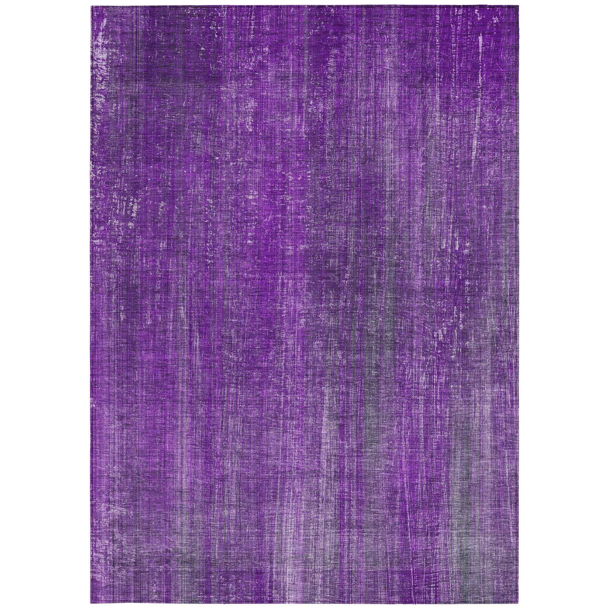 10' X 14' Purple Striped Washable Non Skid Indoor Outdoor Area Rug