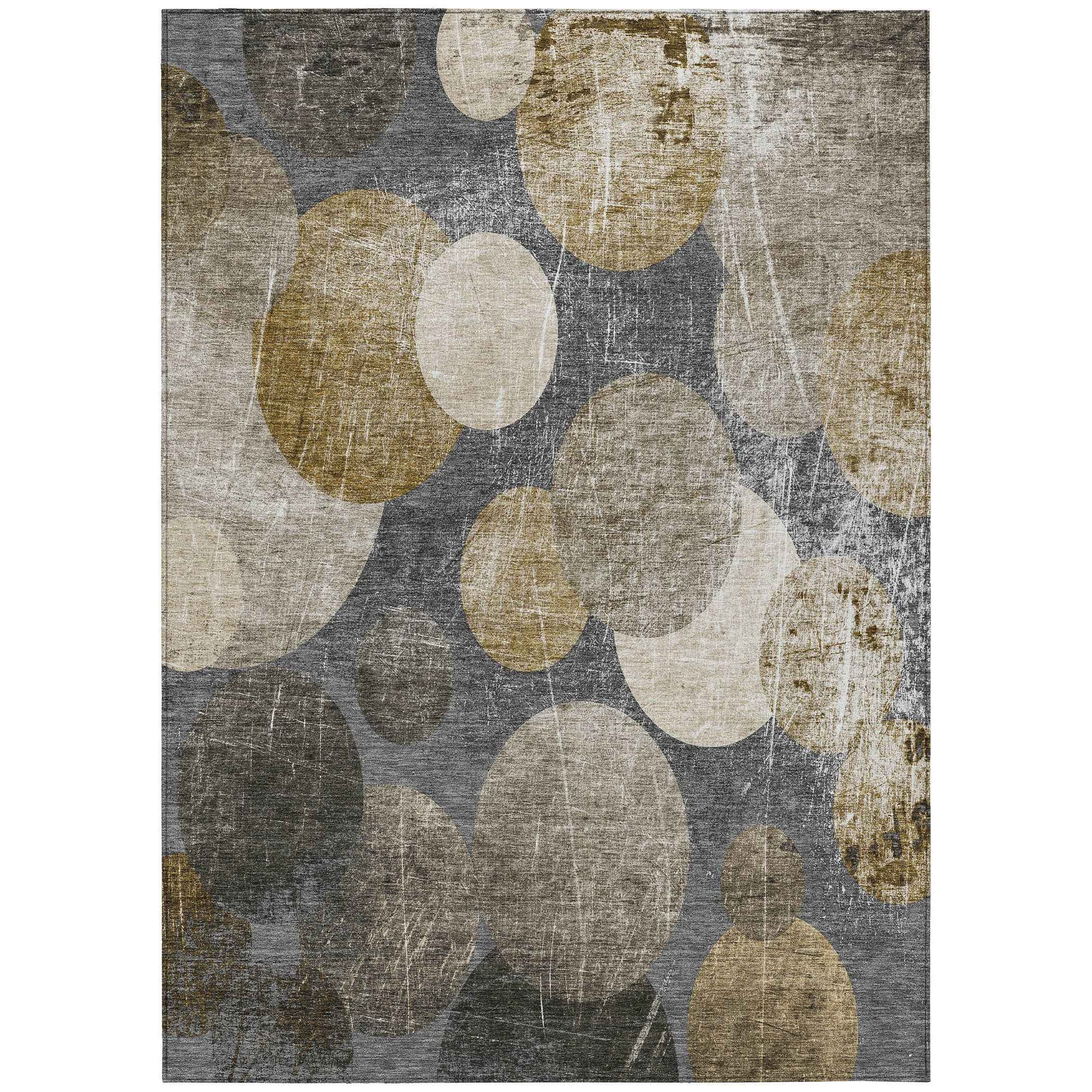 10' X 14' Brown Beige and Ivory Abstract Washable Non Skid Indoor Outdoor Area Rug