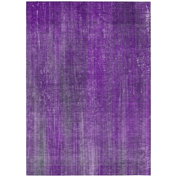 9' X 12' Purple Striped Washable Non Skid Indoor Outdoor Area Rug