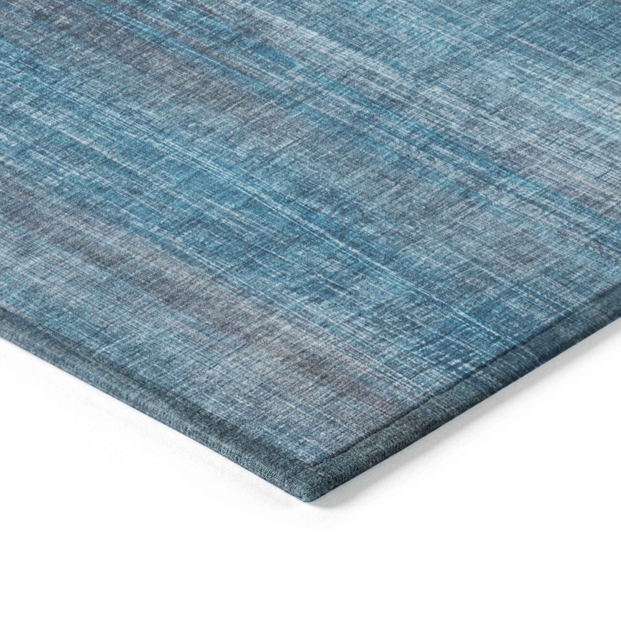 3' X 5' Blue Striped Washable Non Skid Indoor Outdoor Area Rug