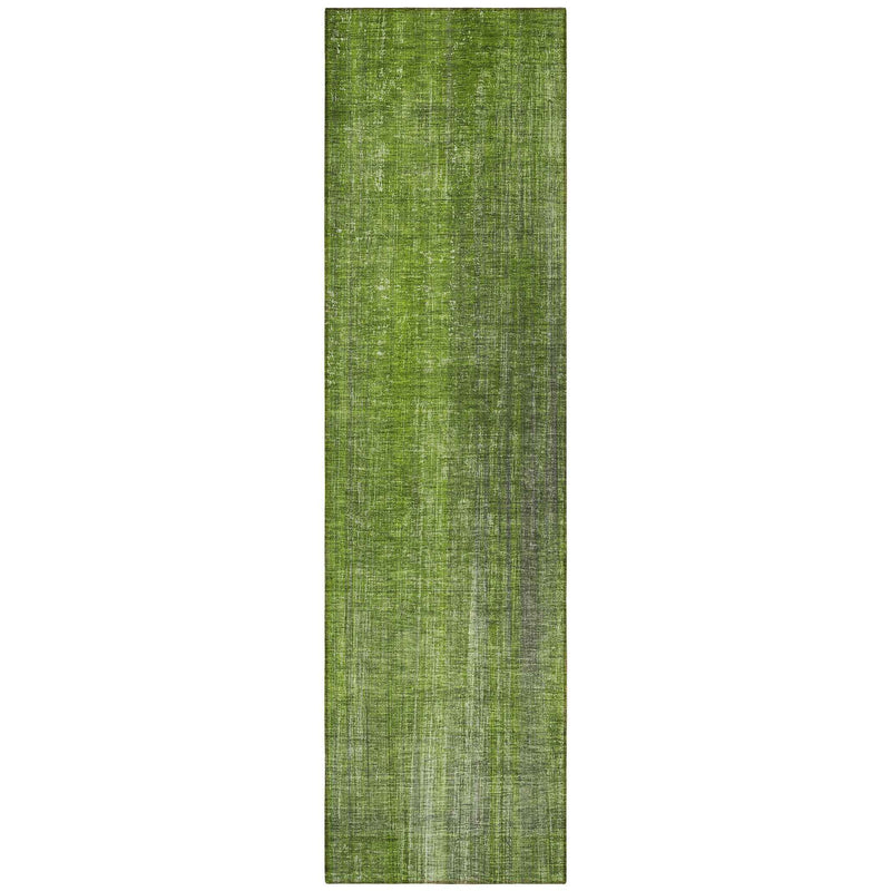8' Runner Green Striped Washable Non Skid Indoor Outdoor Runner Rug